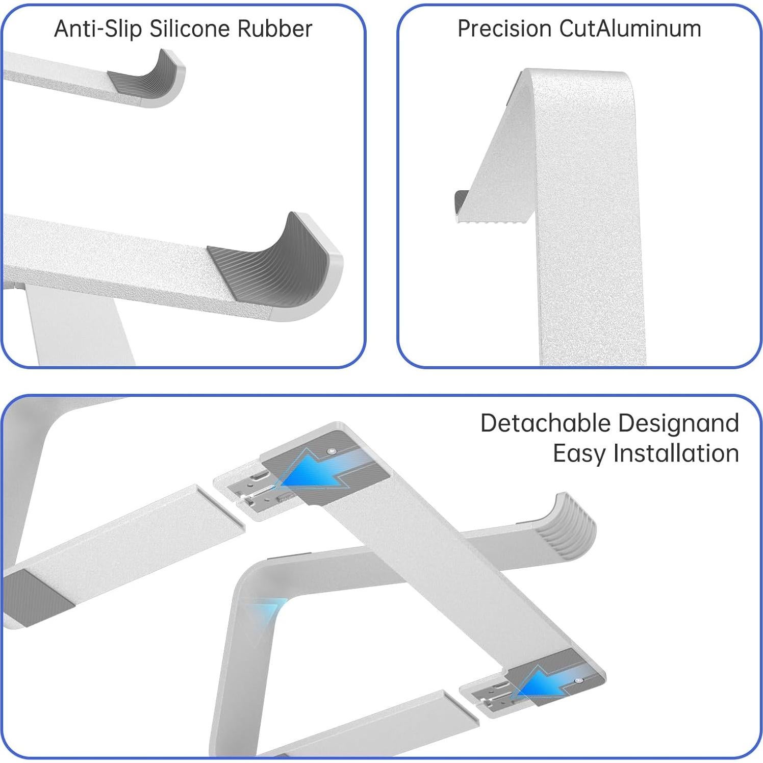 Soporte para Laptop Ergonómico GleYo de Aluminio Plata 10-16"