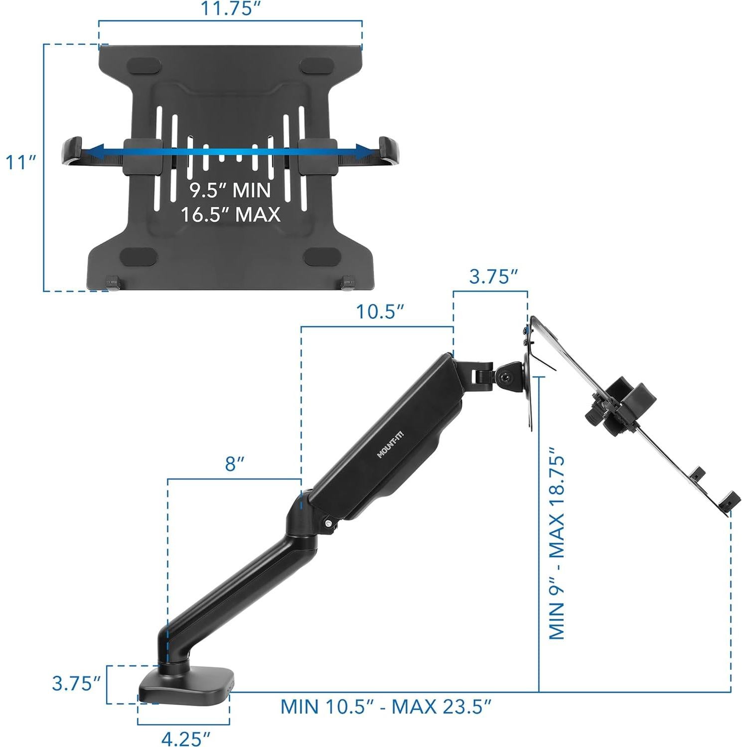 Soporte de Escritorio Ergonómico Mount-It! para Portátil 11-17"