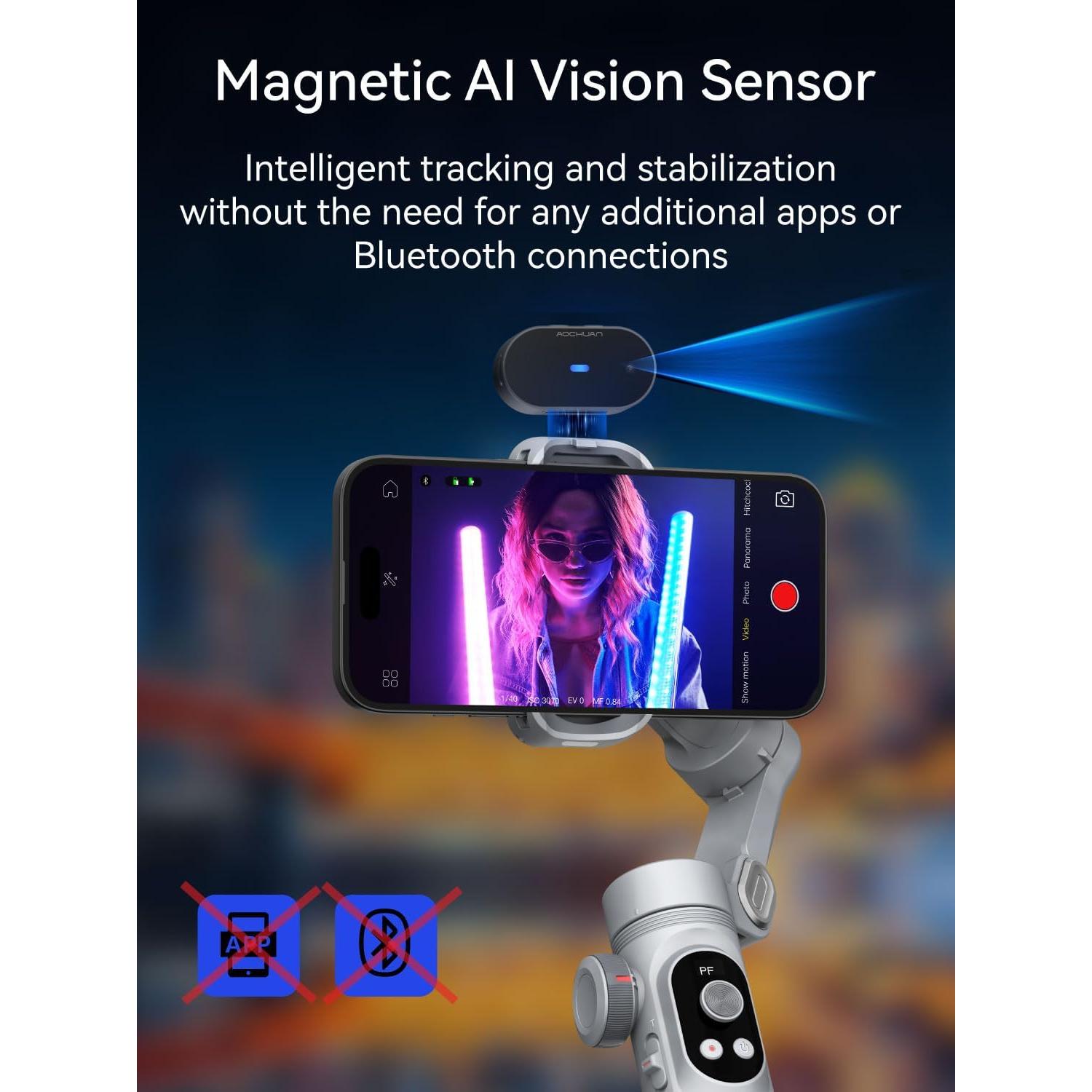 Estabilizador de Cardán 3 Ejes Smart AI X Pro con Bolsa Gris