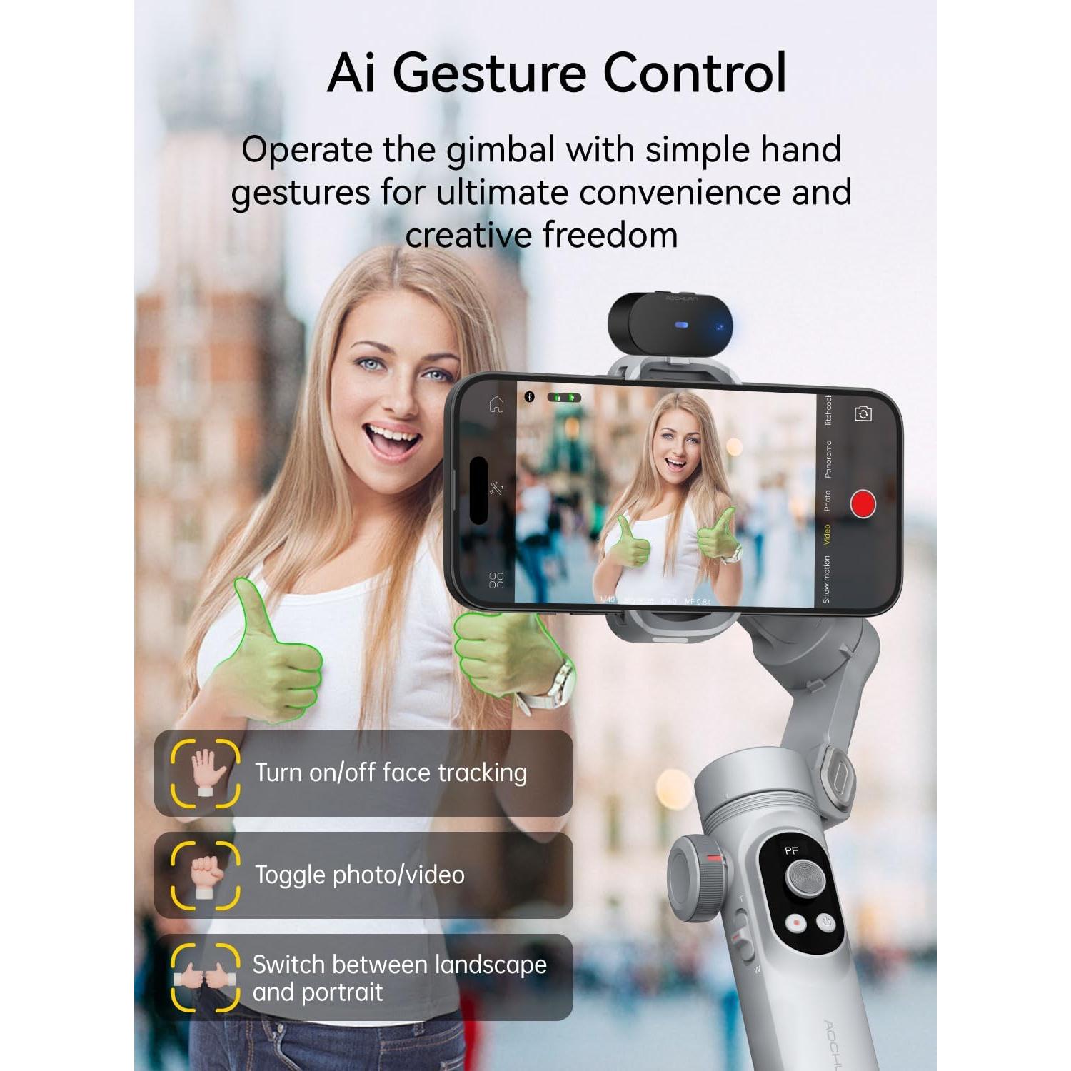 Estabilizador de Cardán 3 Ejes Smart AI X Pro con Bolsa Gris