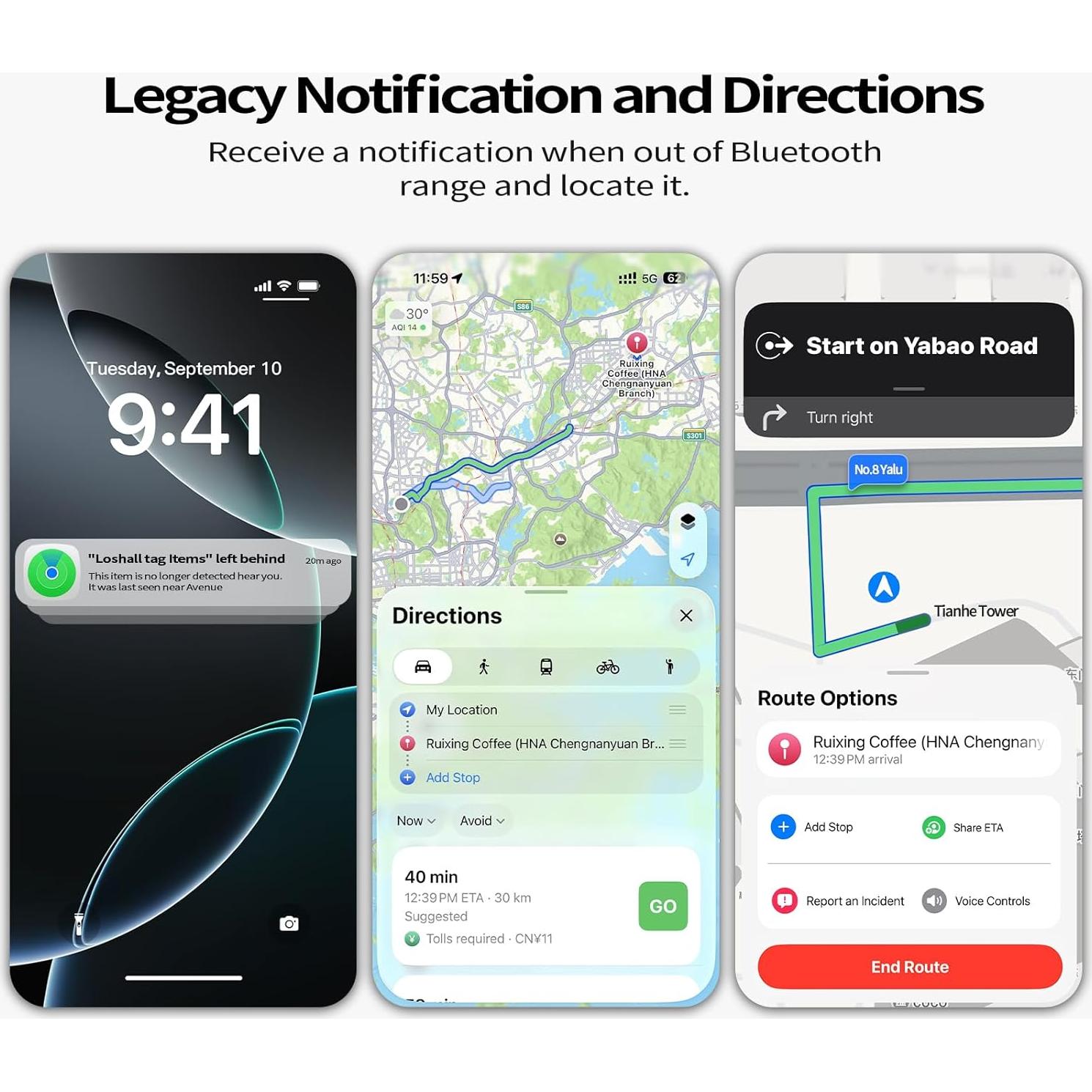 Rastreador Bluetooth 5.3 Hendari Air Tag Negro 1 Pcs