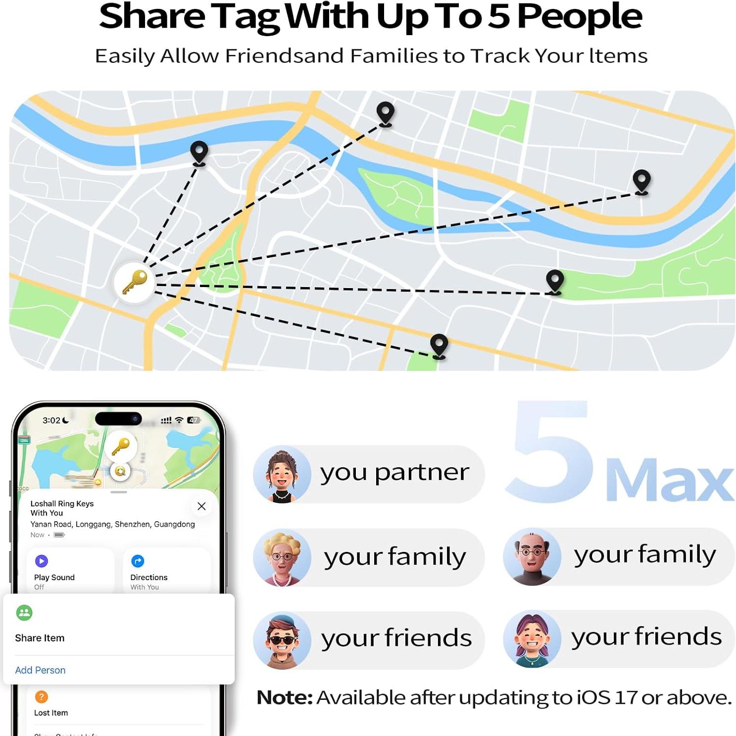 Rastreador Bluetooth 5.3 Hendari Air Tag Negro 1 Pcs