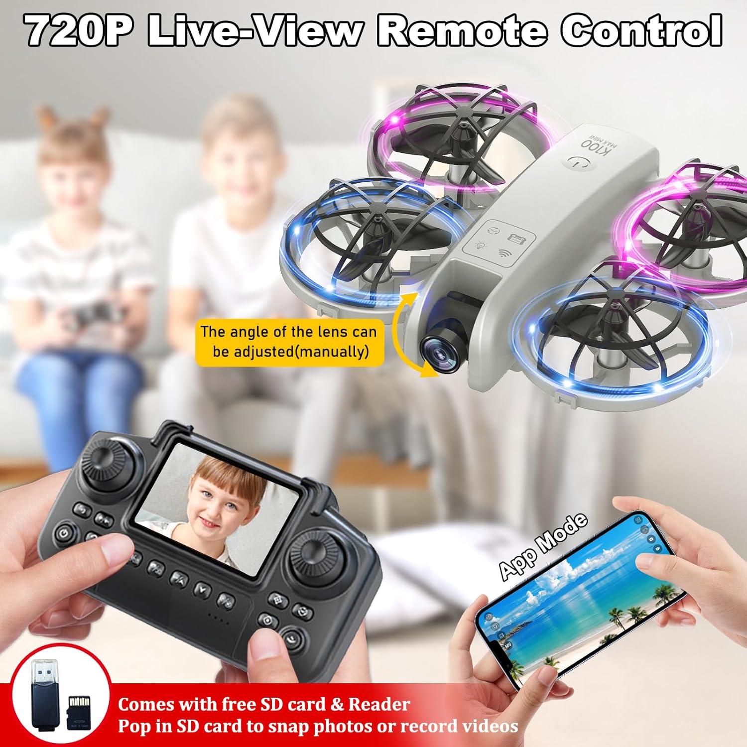 Dron Mini K100Max SkylineExtend con Cámara HD 720p Gris