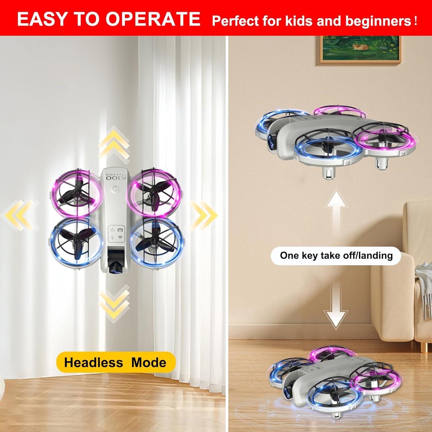 Dron Mini K100Max SkylineExtend con Cámara HD 720p Gris