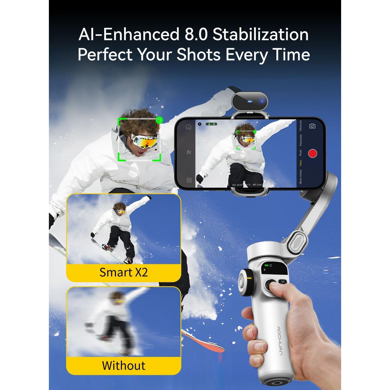 Estabilizador de Cardán 3 Ejes Smart X2 Blanco con Varilla 19.81 cm