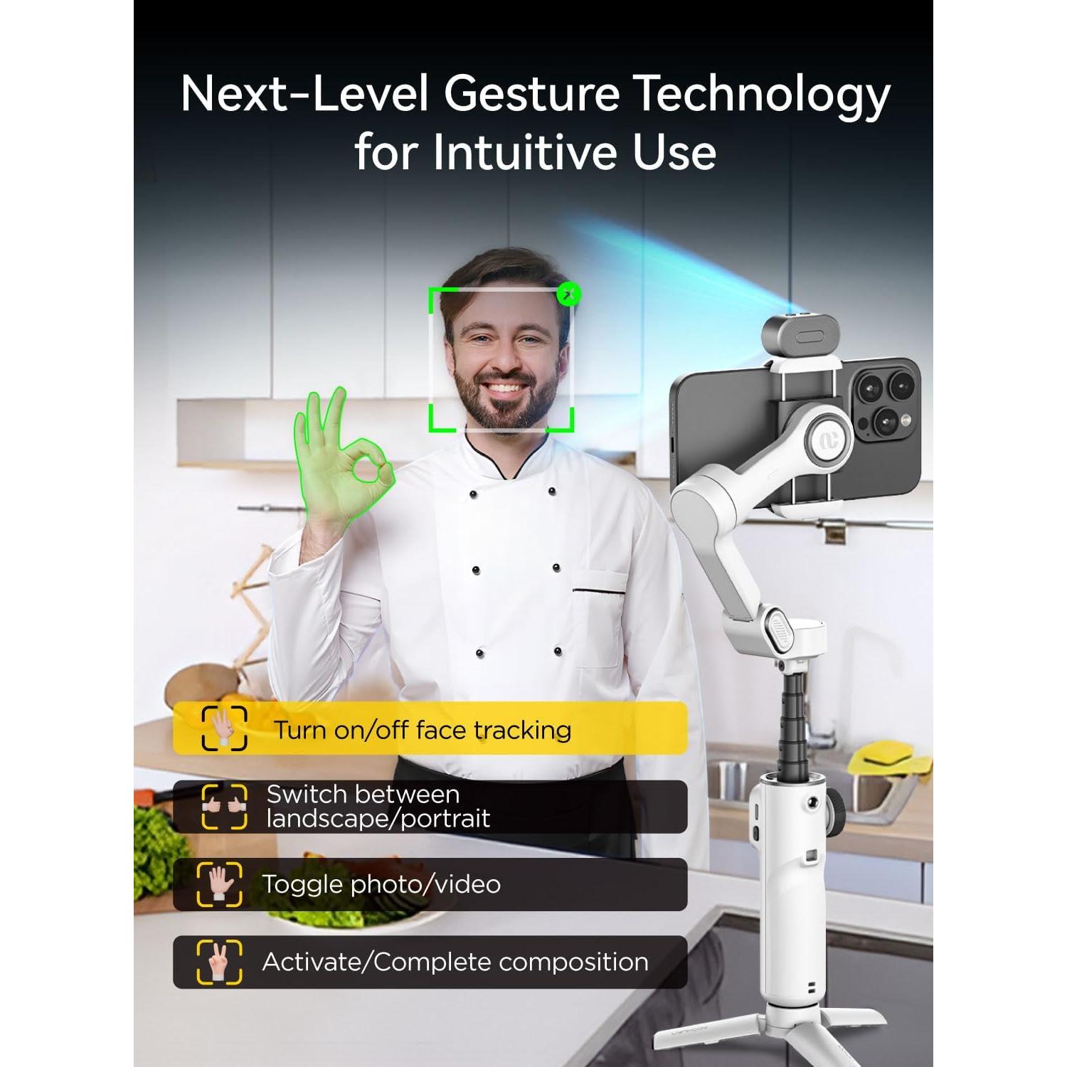 Estabilizador de Cardán 3 Ejes Smart X2 Blanco con Varilla 19.81 cm