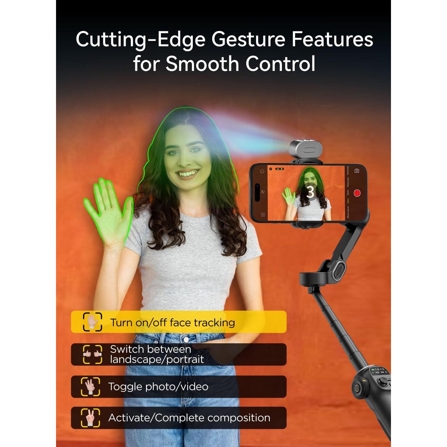 Estabilizador de Cardán 3 Ejes Smart X2 Negro AI con Bolsa