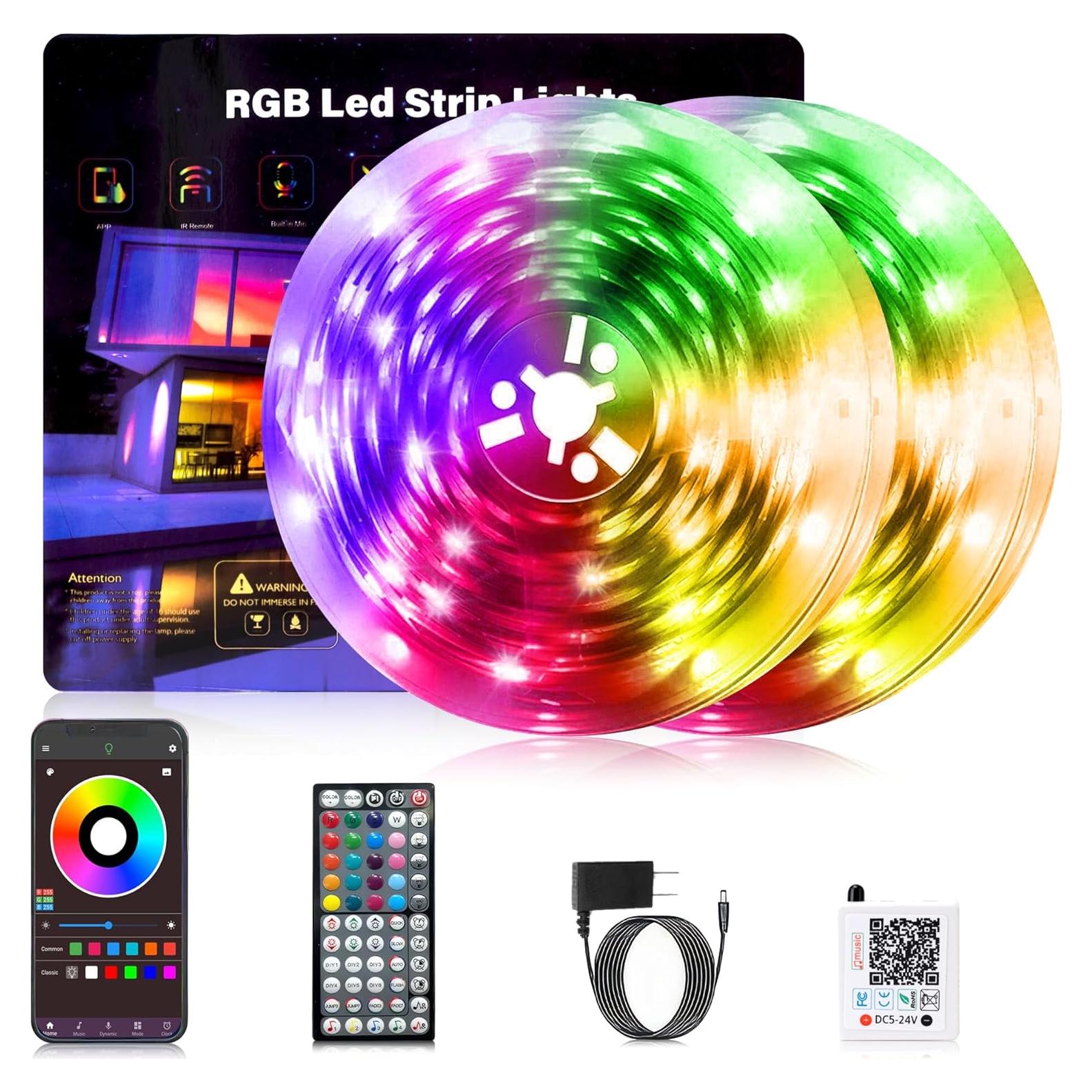 Luces LED RGB NBBUFF 200 pies con control remoto y App