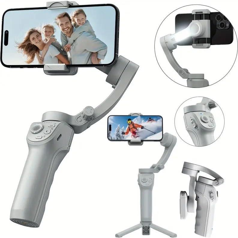 Estabilizador Gimbal AOCHUAN M01 para Smartphone 3 Ejes con Luz LED