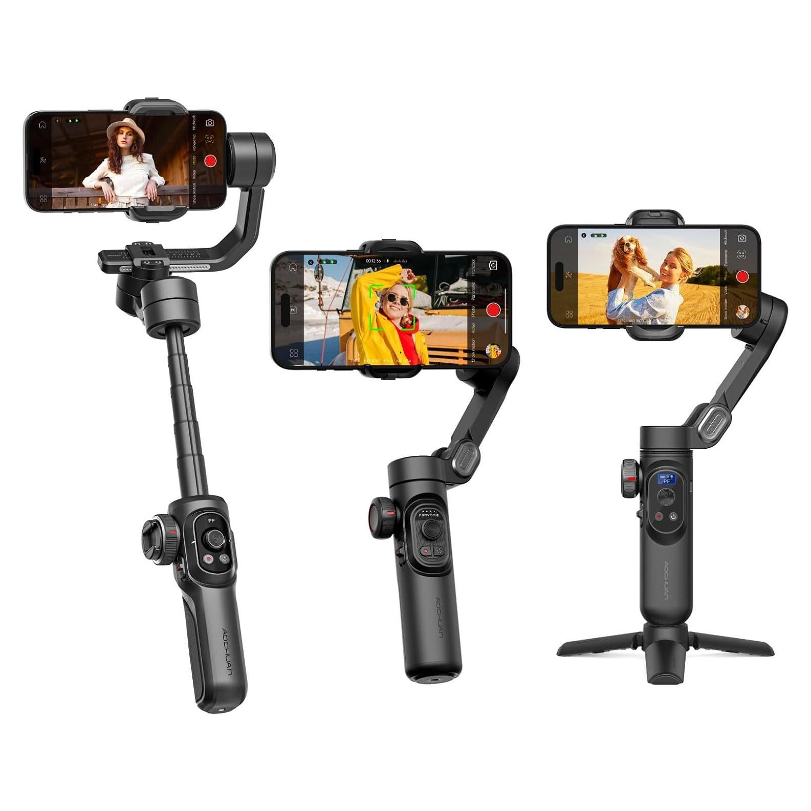 Gimbal Estabilizador AOCHUAN Smart X Pro 3 Ejes 360° Plegable