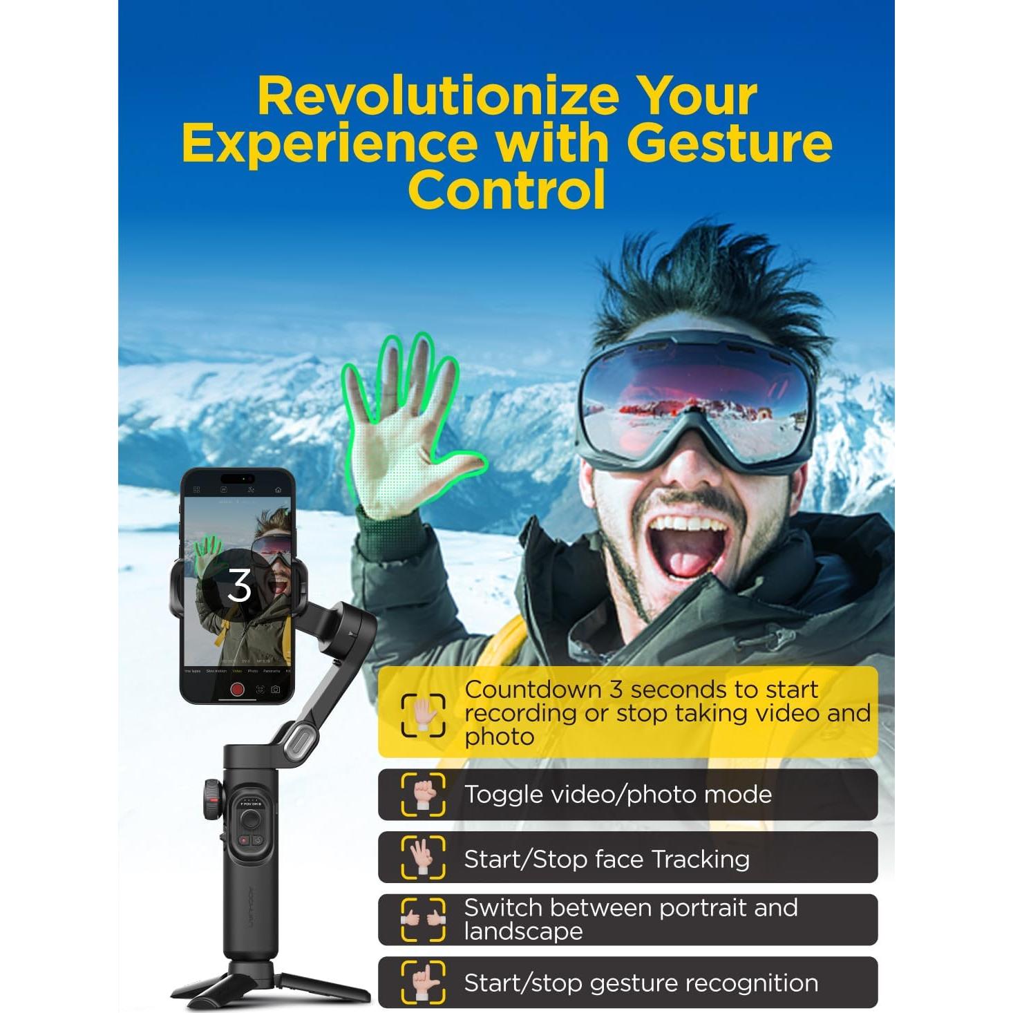 Gimbal Estabilizador AOCHUAN Smart X Pro 3 Ejes 360° Plegable