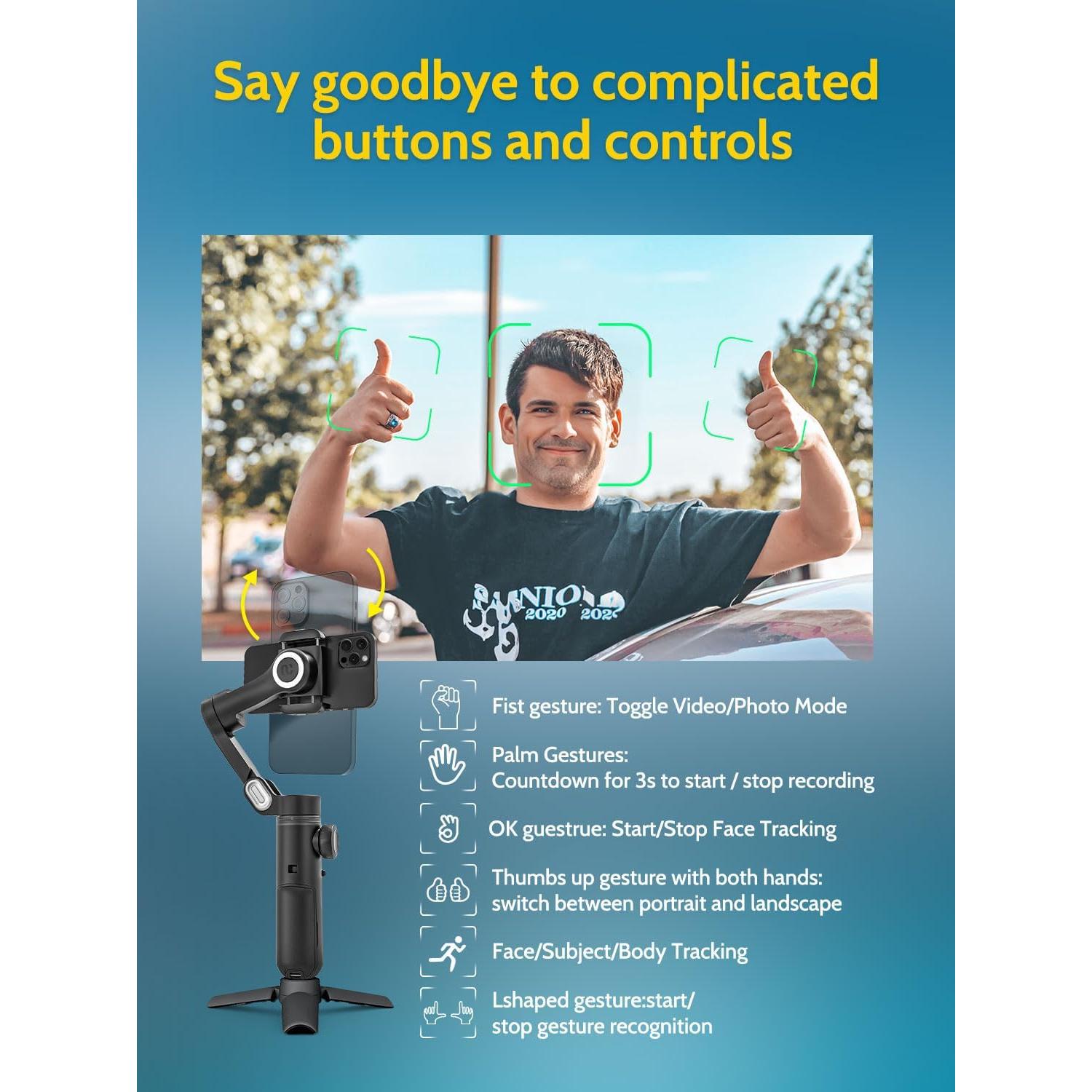 Gimbal Estabilizador AOCHUAN Smart X Pro 3 Ejes 360° Plegable