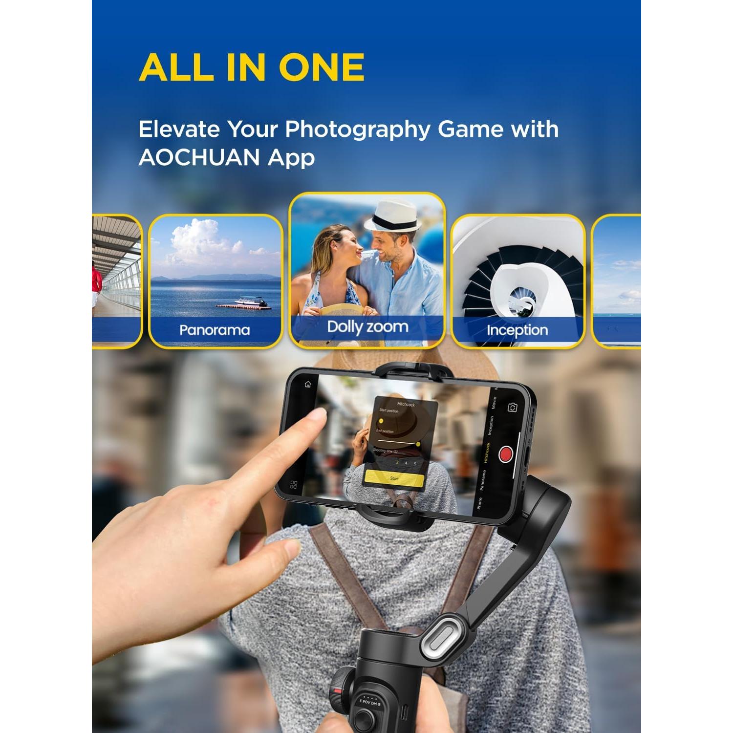 Gimbal Estabilizador AOCHUAN Smart X Pro 3 Ejes 360° Plegable