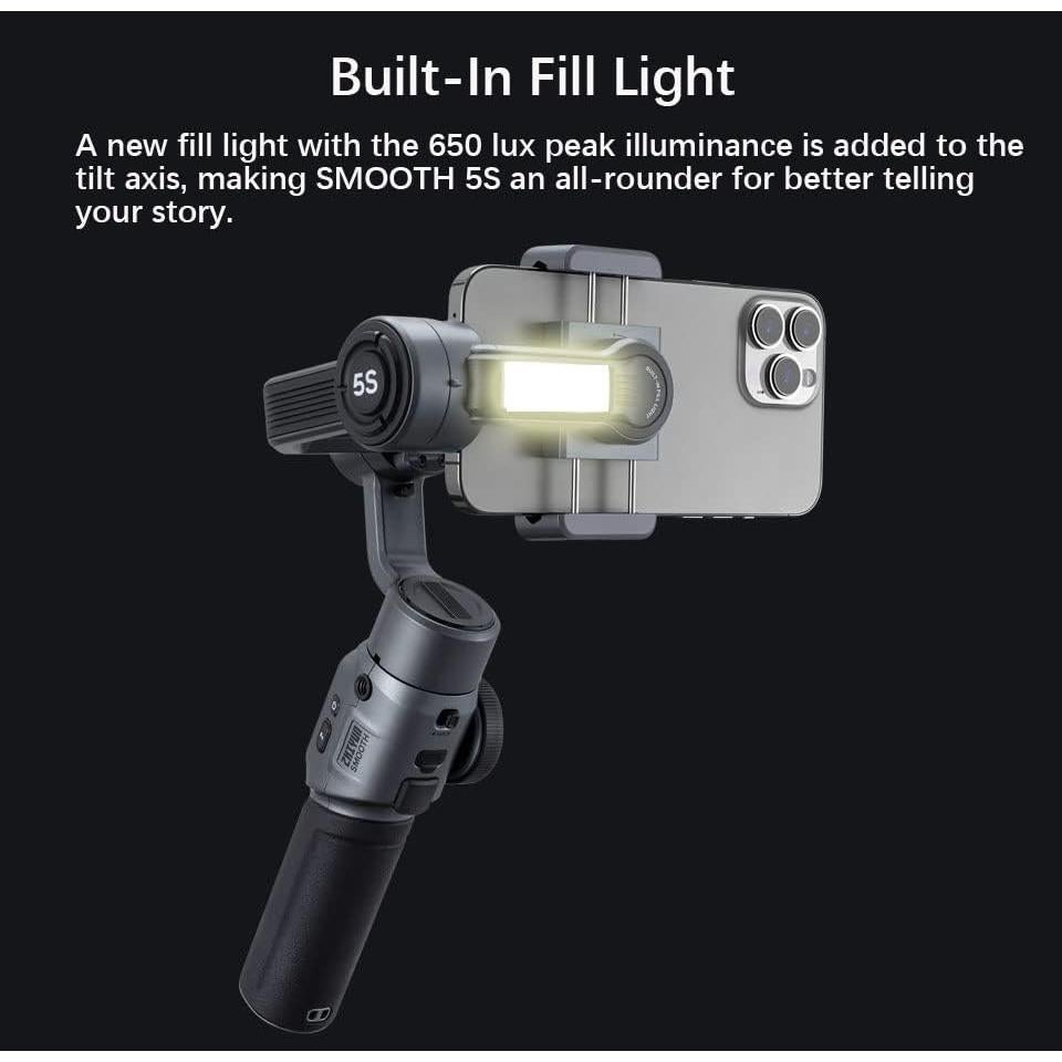 Estabilizador Gimbal Zhiyun Smooth 5S con Luz Relleno 3-ejes
