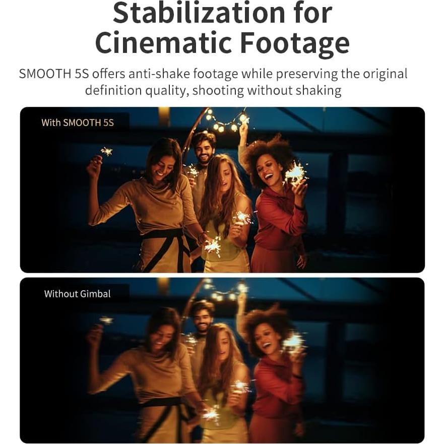 Estabilizador Gimbal Zhiyun Smooth 5S con Luz Relleno 3-ejes