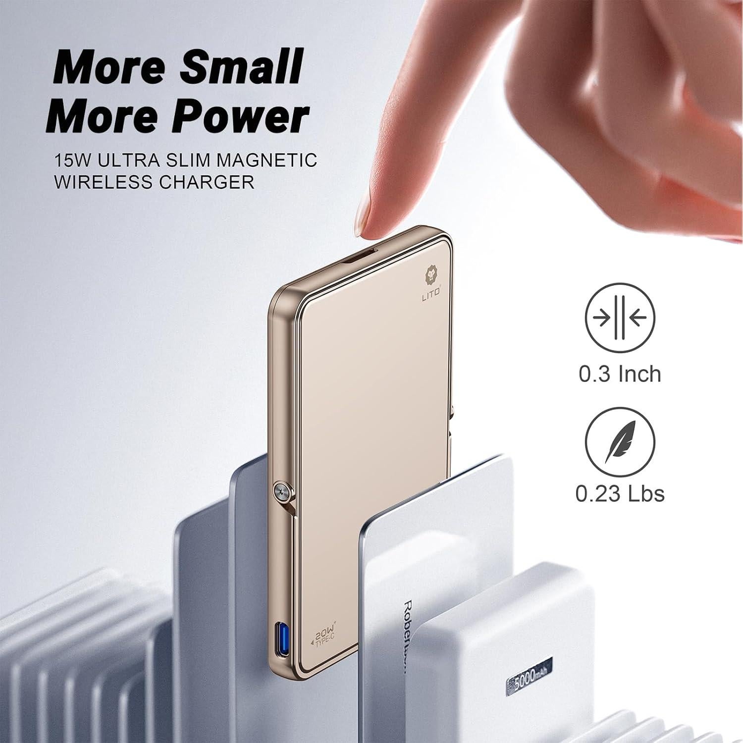 Batería Portátil Inalámbrica LITO 5000mAh Carga Rápida 20W