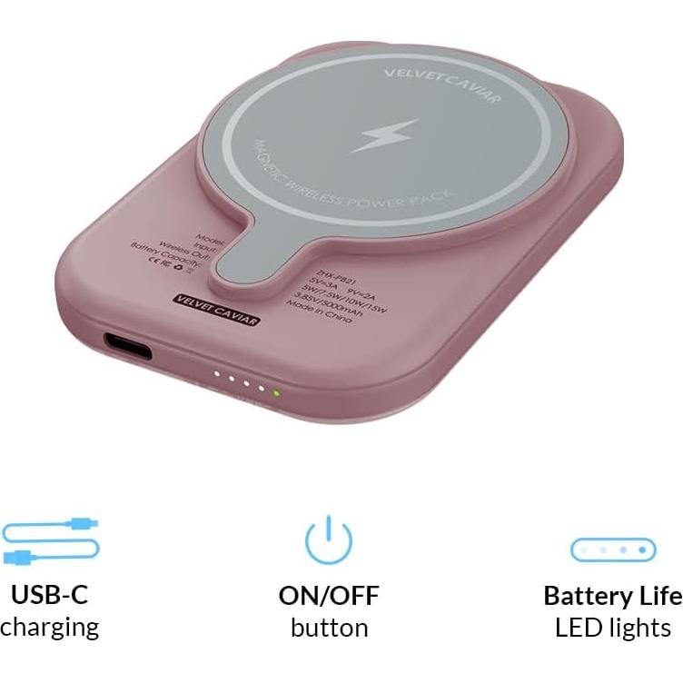 Batería Portátil Velvet Caviar 5000mAh MagSafe Rosa Floral