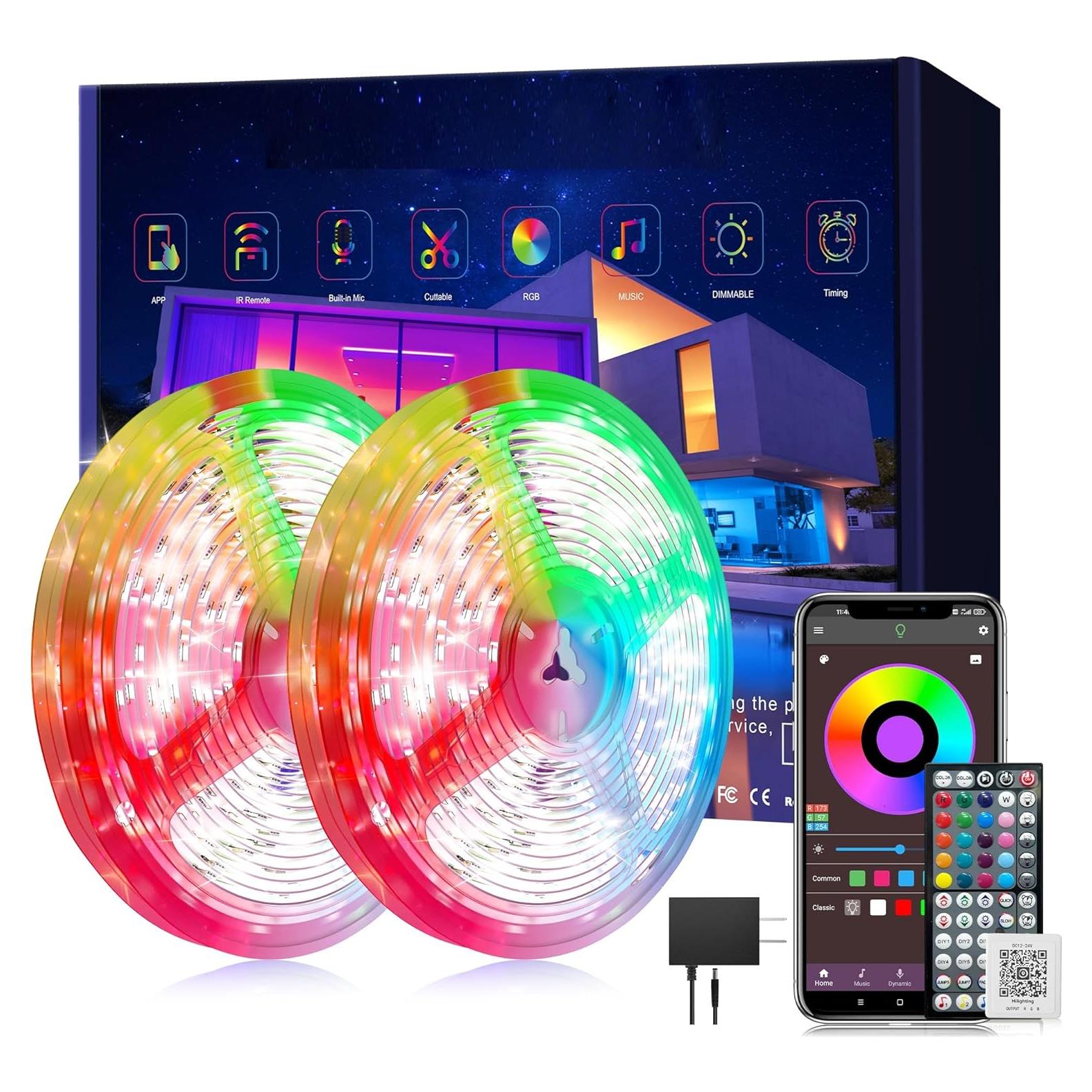 Luces LED RGB 250 pies Ledagic con control remoto y APP