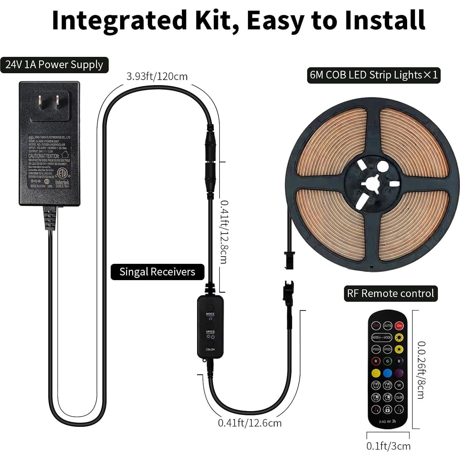 Tira de luces LED COB RGBIC 6M MILADALED con control remoto