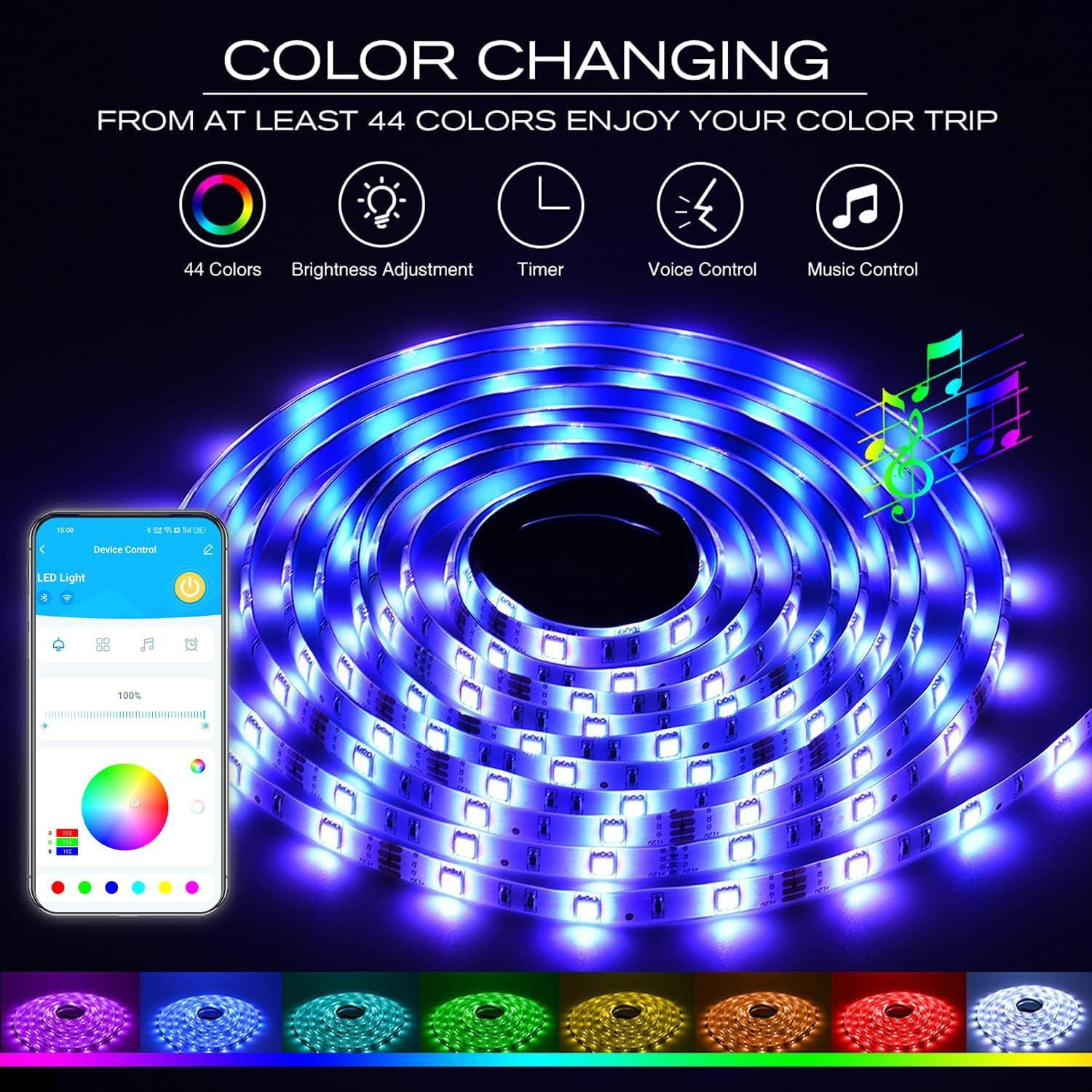 Tira LED RGB inteligente Daybetter 30.48m compatible con Alexa