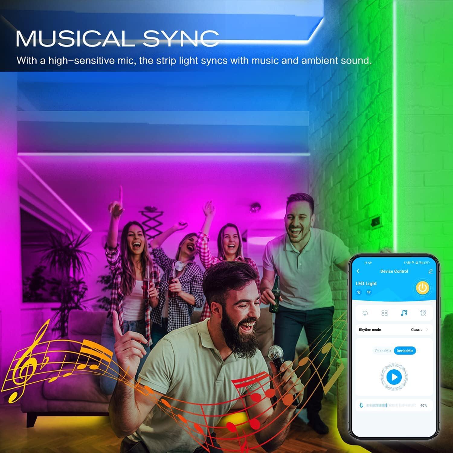 Tira LED RGB inteligente Daybetter 30.48m compatible con Alexa