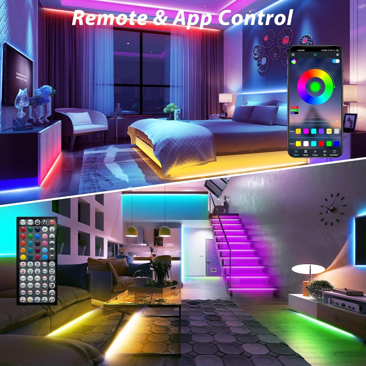Tiras LED RGB 30.48 m Ledagic 720 LEDs Control Remoto App