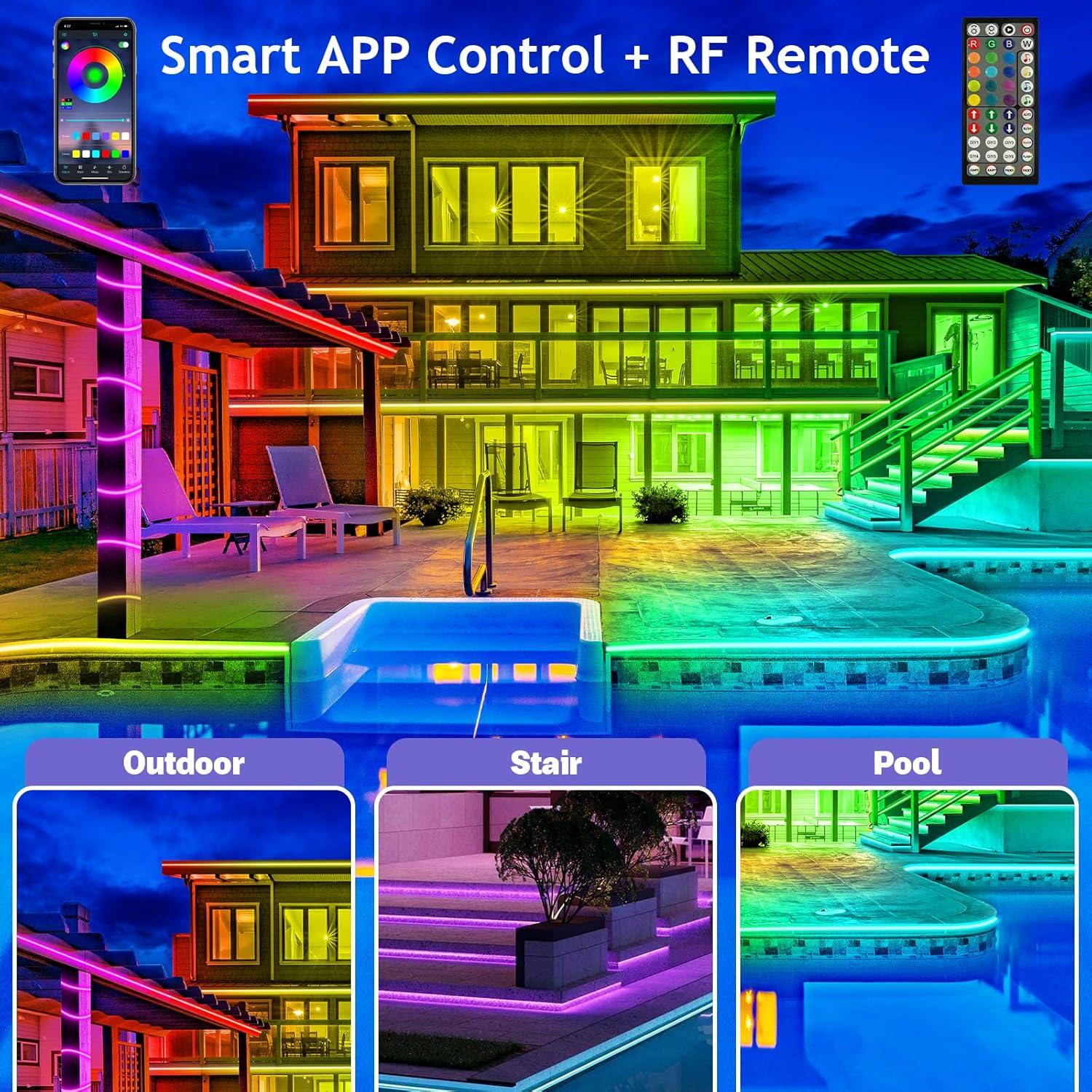 Tira LED de 30.48m AILBTON IP68 para Exteriores con Control Bluetooth