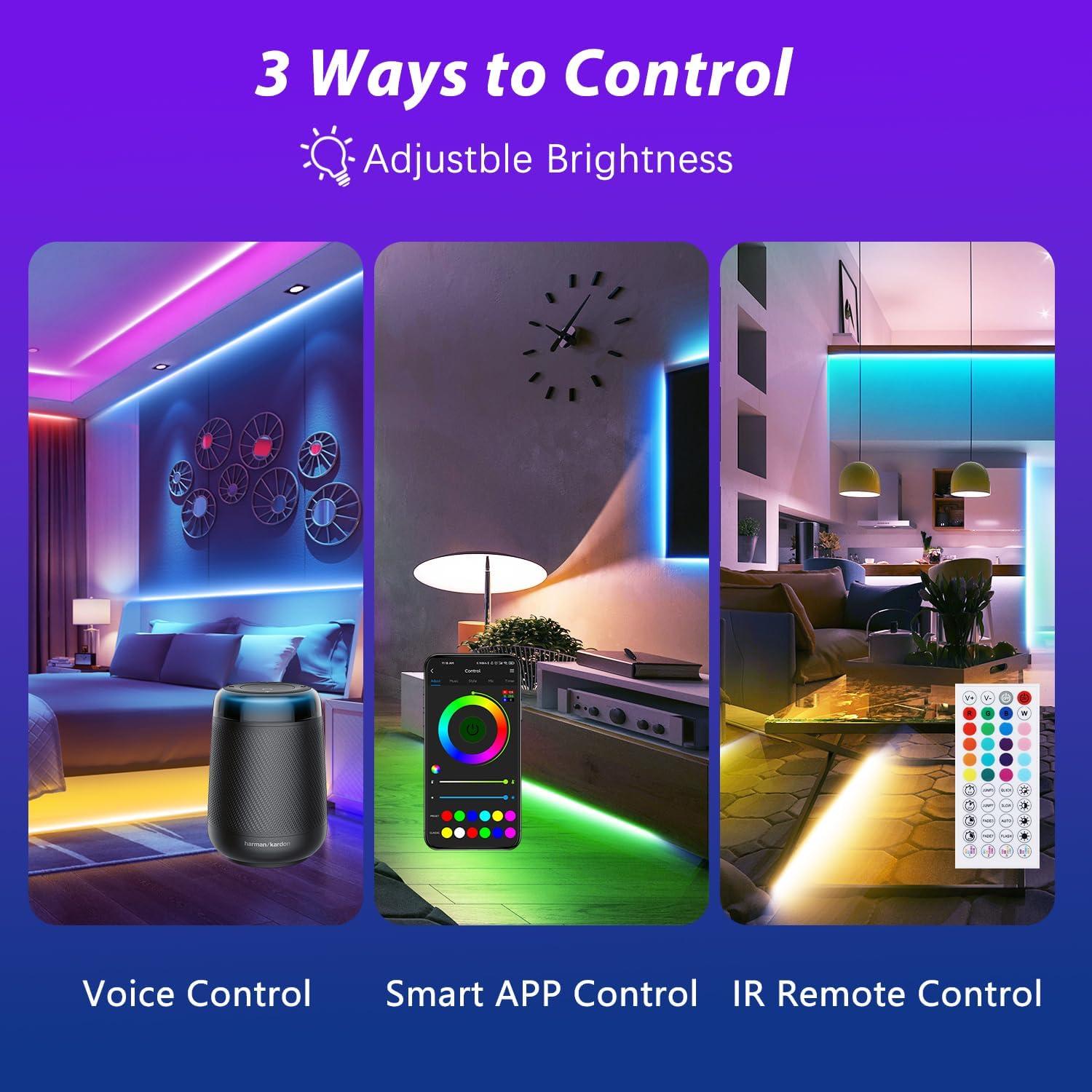 Luces LED WiFi 18.3m Ledagic, Control Remoto y APP, RGB