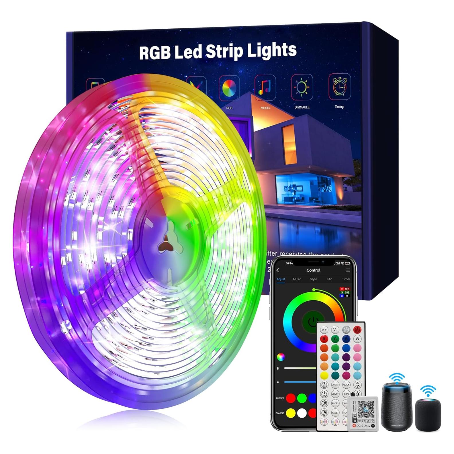 Tira de Luces LED RGB 30.48m WiFi Control por Voz Ledagic