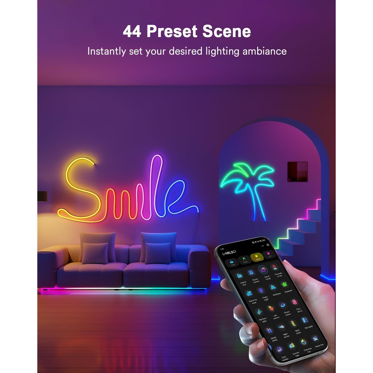 Tira de Luz LED Neon Lumary 5m RGB Cálido y Frío, Control Alexa