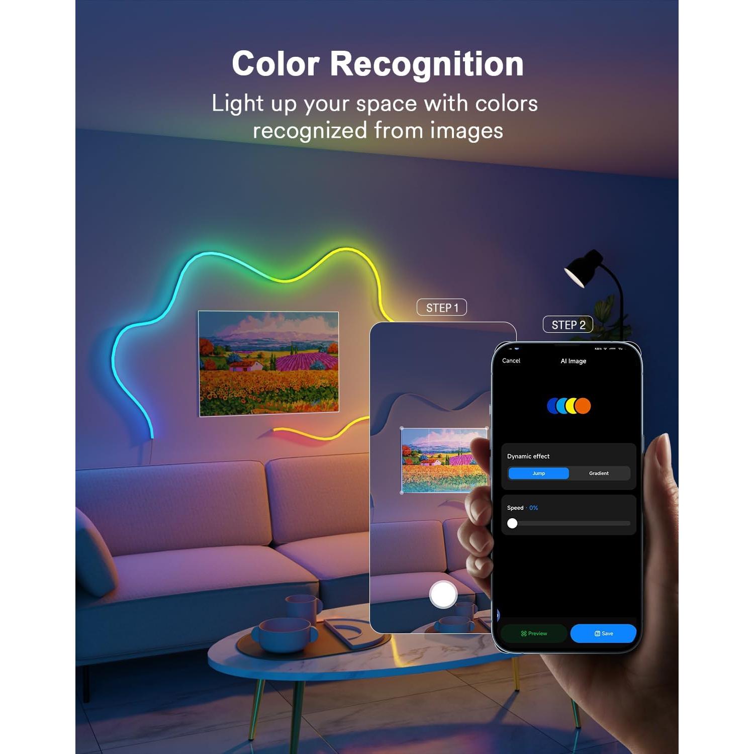 Tira de Luz LED Neon Lumary 5m RGB Cálido y Frío, Control Alexa