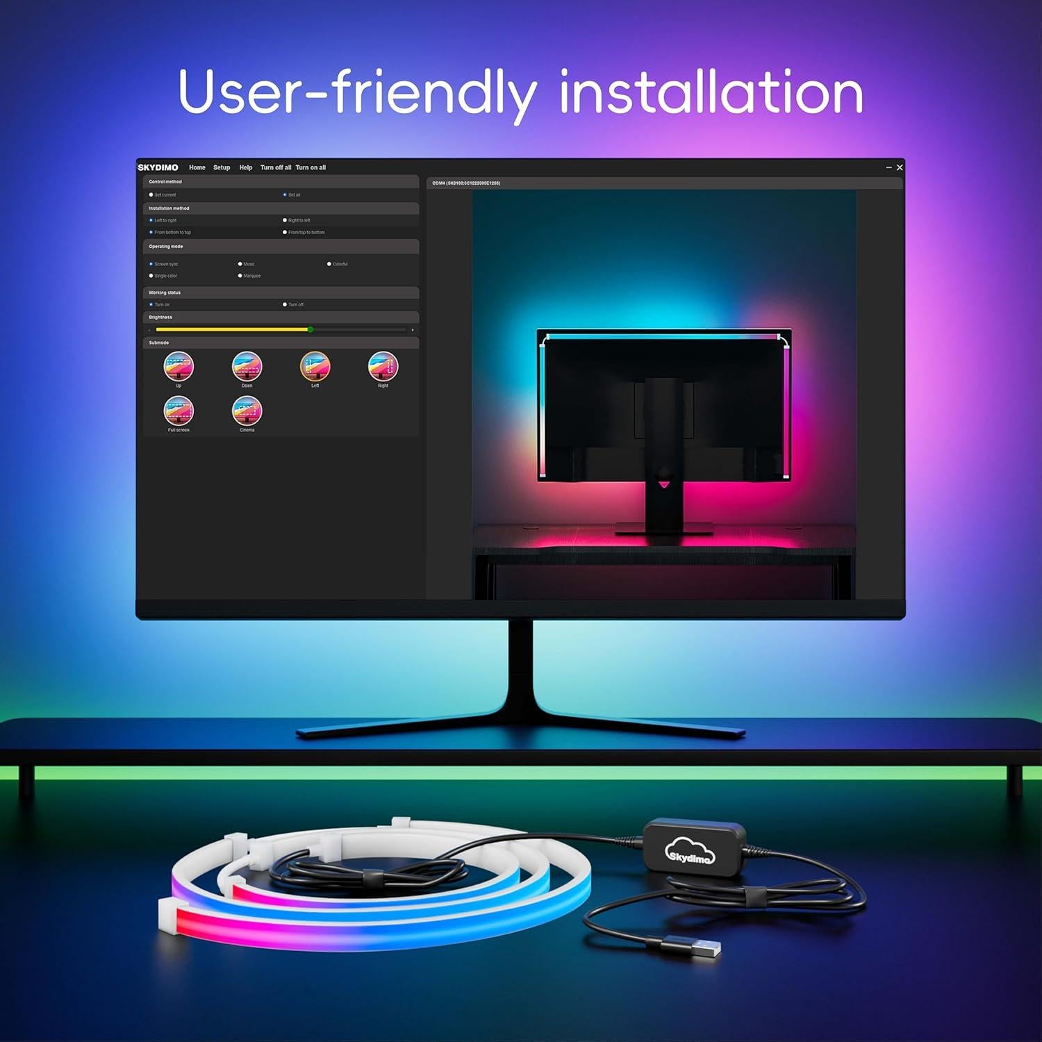 Tira LED RGBIC Skydimo 27 Pulgadas Luz de Fondo PC