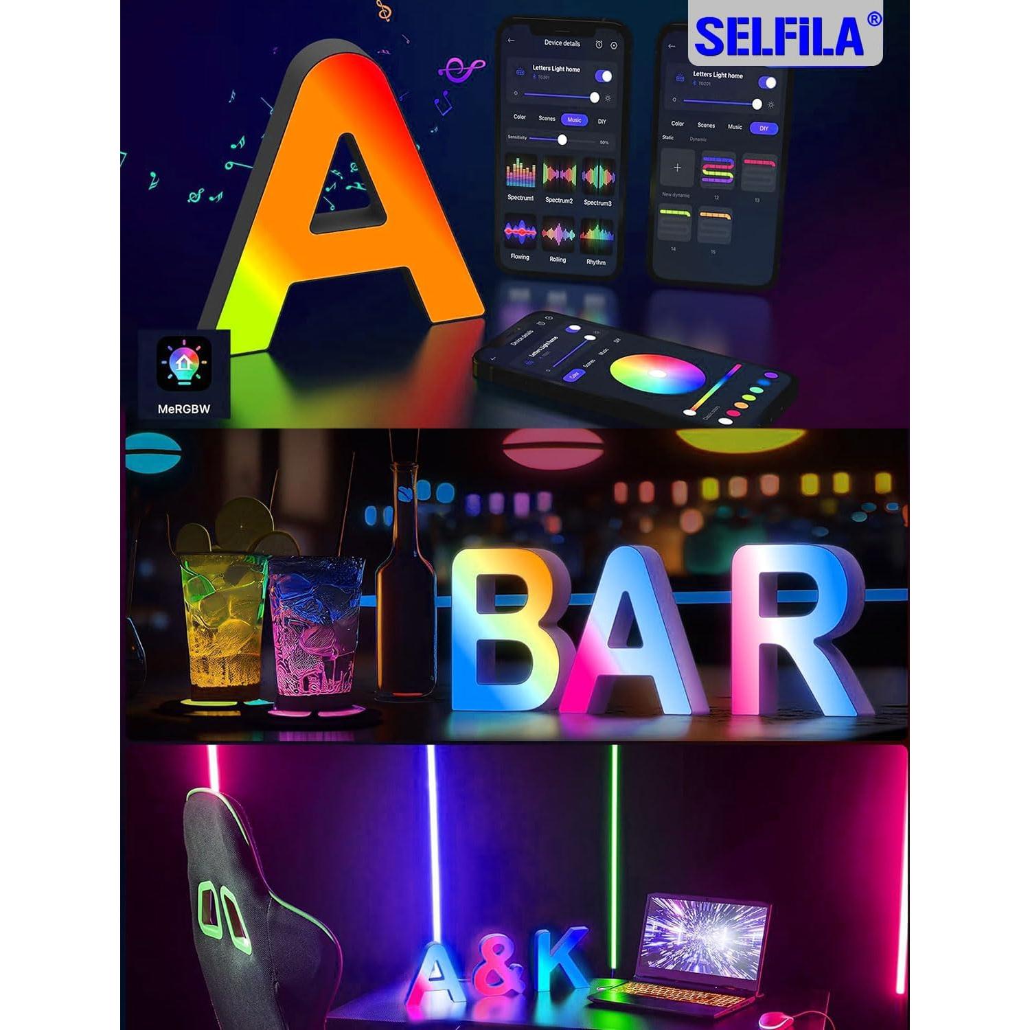 Luces LED de Letras RGB SELFILA 15.24 cm Control APP