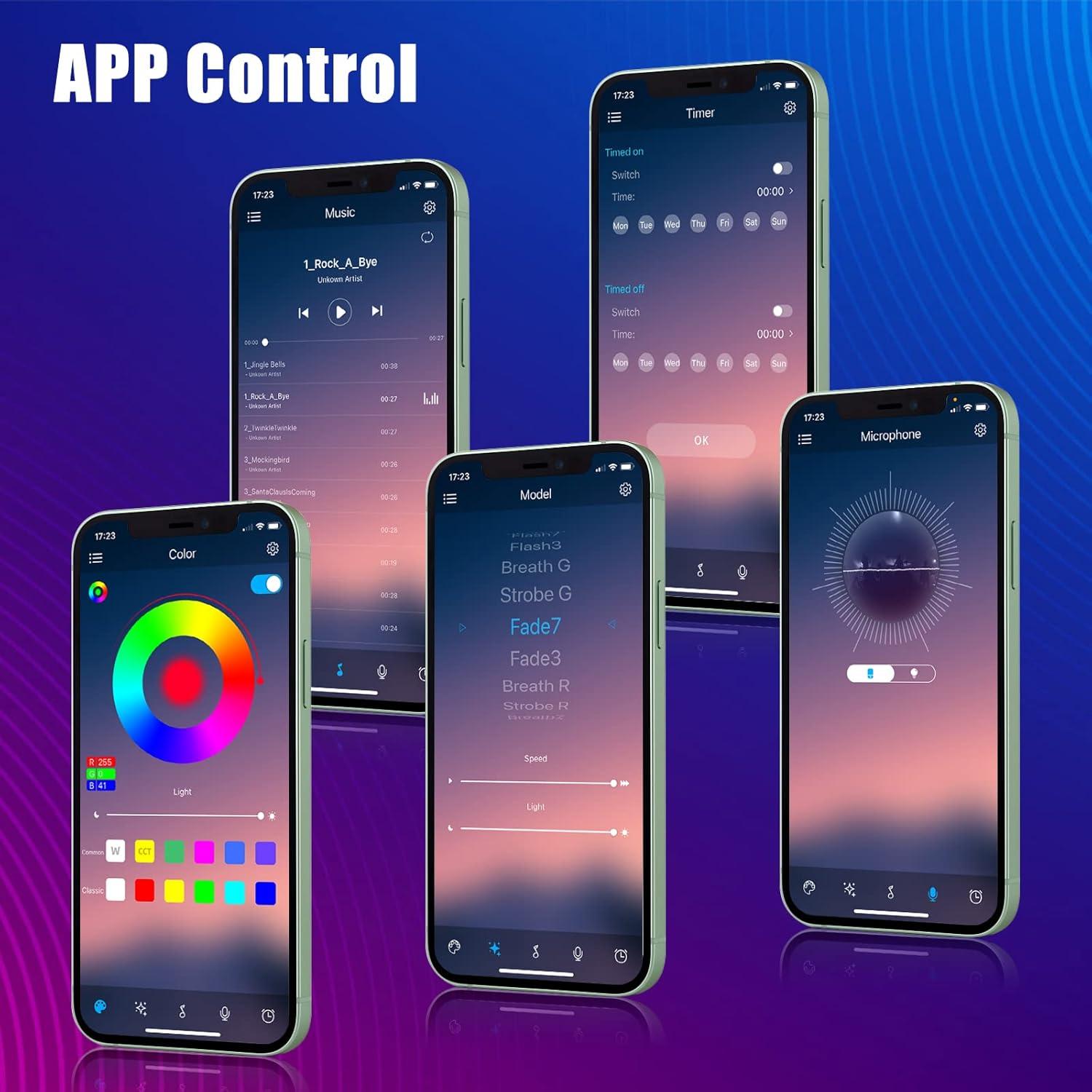 Tira LED RGB 5m Diyife con control remoto y app, Bluetooth