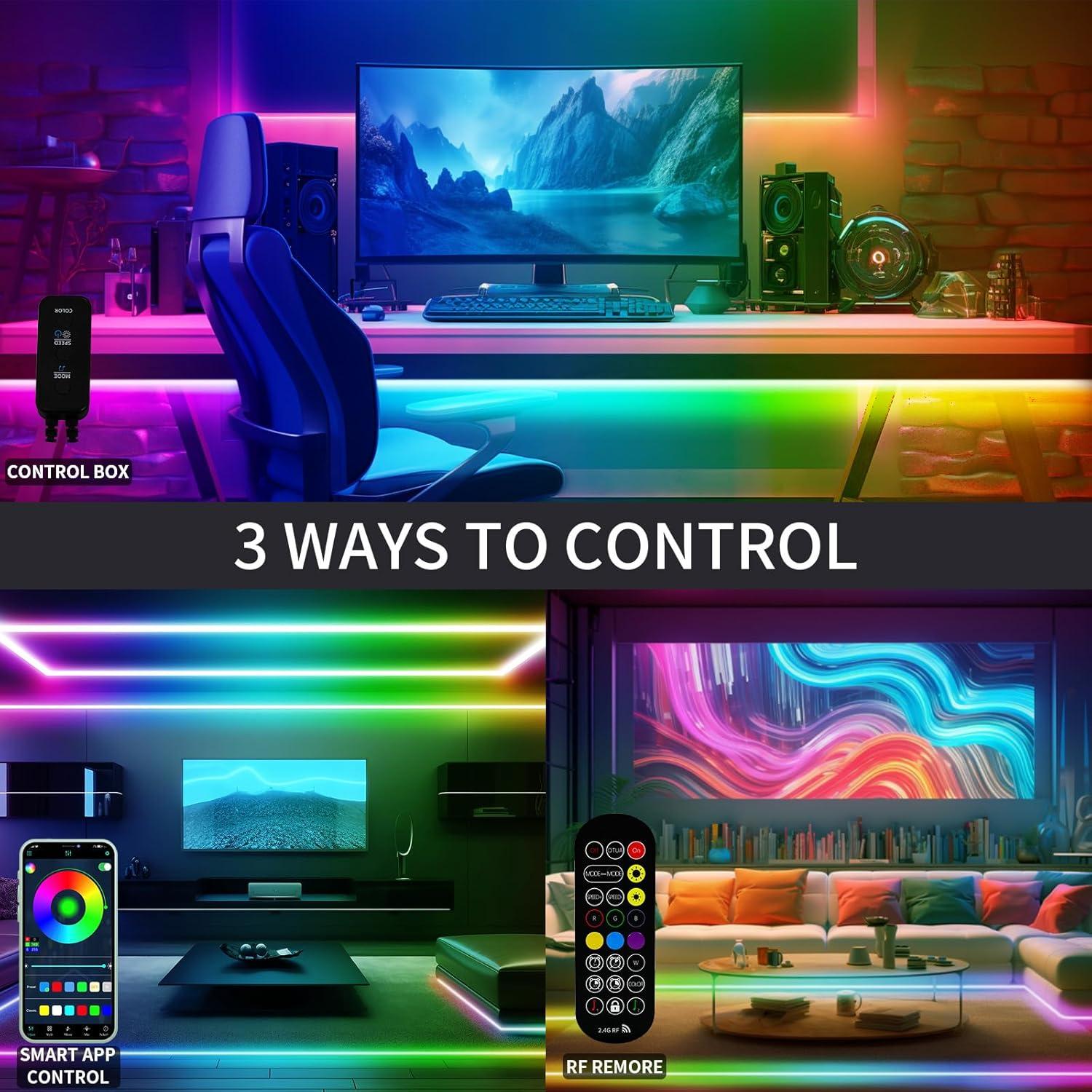 Tira LED COB RGB 20FT BUNACET con Control Remoto y App