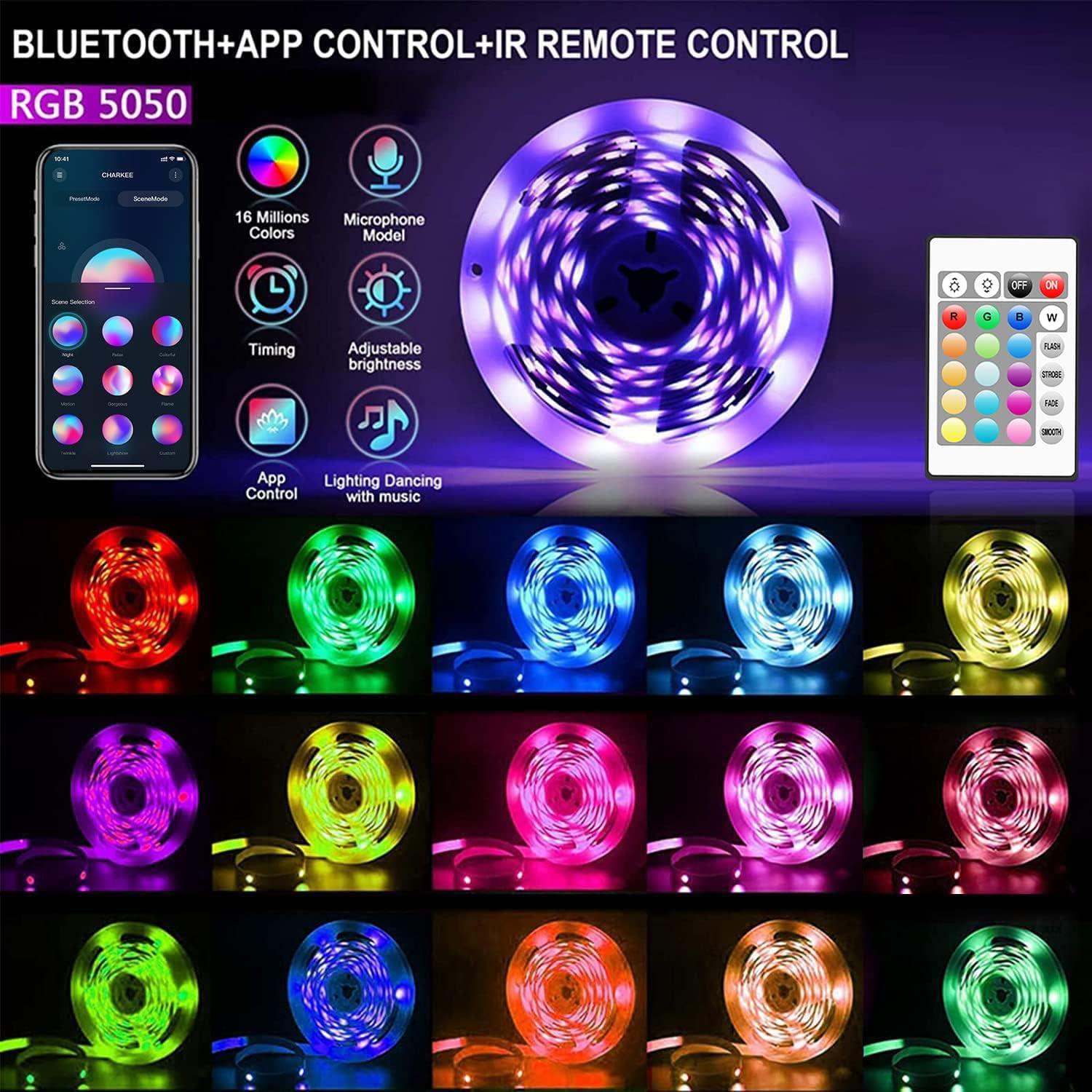 Tira de LED RGB 7.62m CHARKEE con Control Remoto y APP