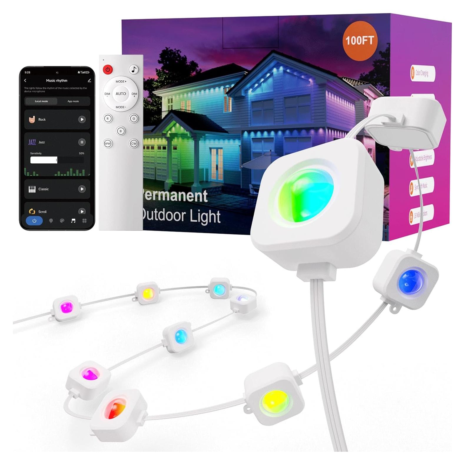 Luces Exteriores Permanentes Fitop 30.48m RGB LED IP67 Control APP