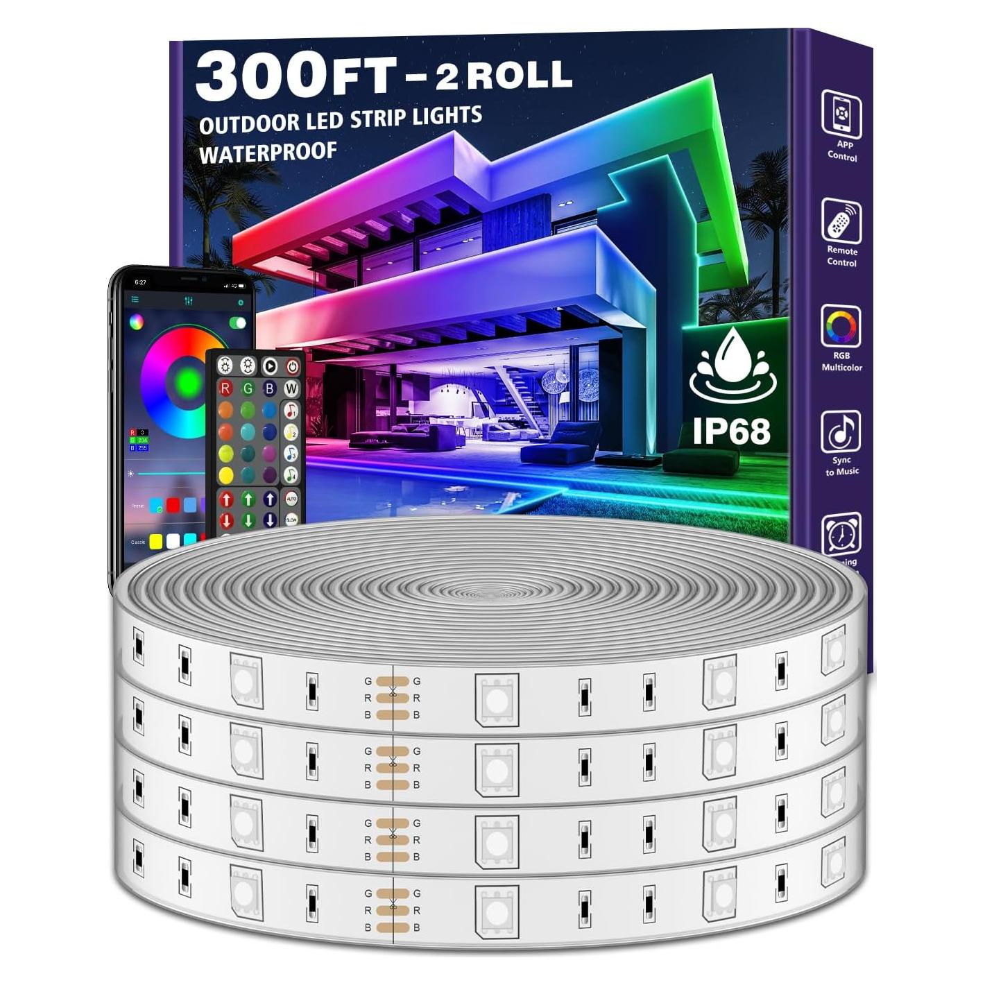 Luces de tira LED exteriores AILBTON 91.44m IP68 Bluetooth