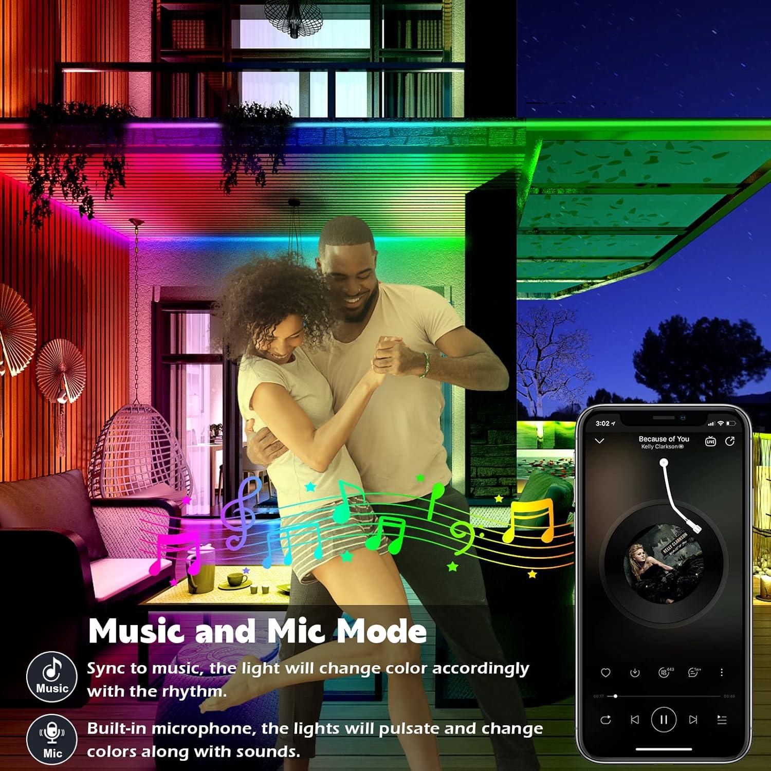 Luces de tira LED exteriores AILBTON 91.44m IP68 Bluetooth