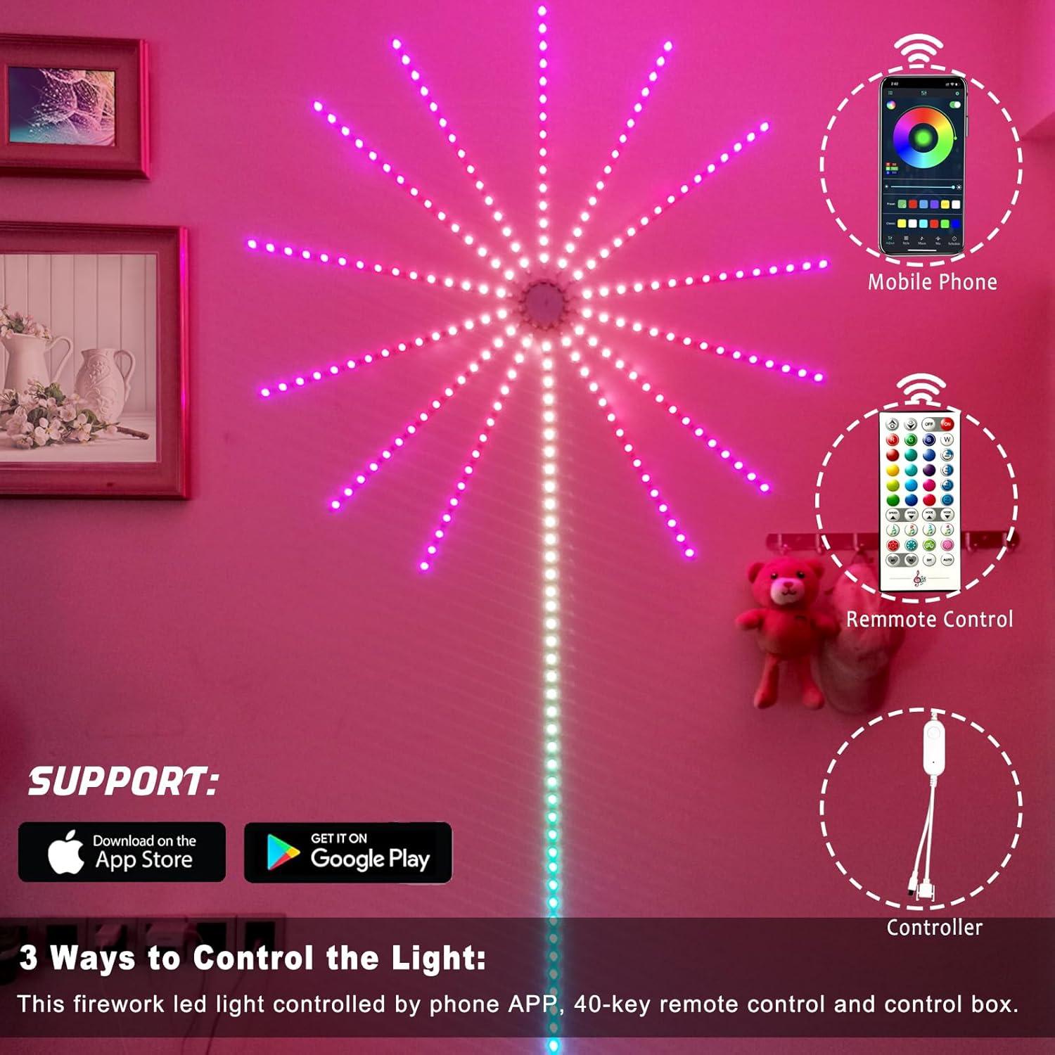 Luces LED de Fuegos Artificiales Noddy 14pcs RGBIC Control APP