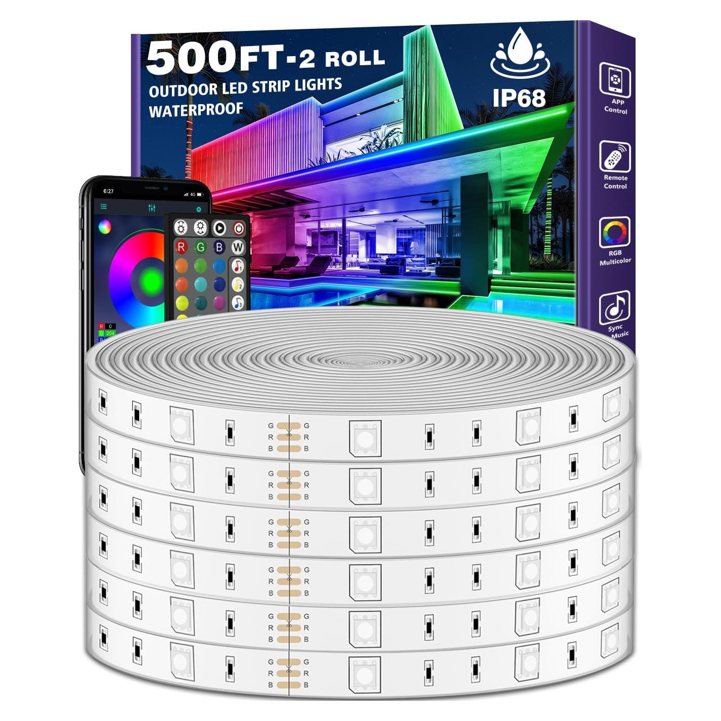 Tira de Luz LED Impermeable 500ft LETIANPAI RGB Control Remoto