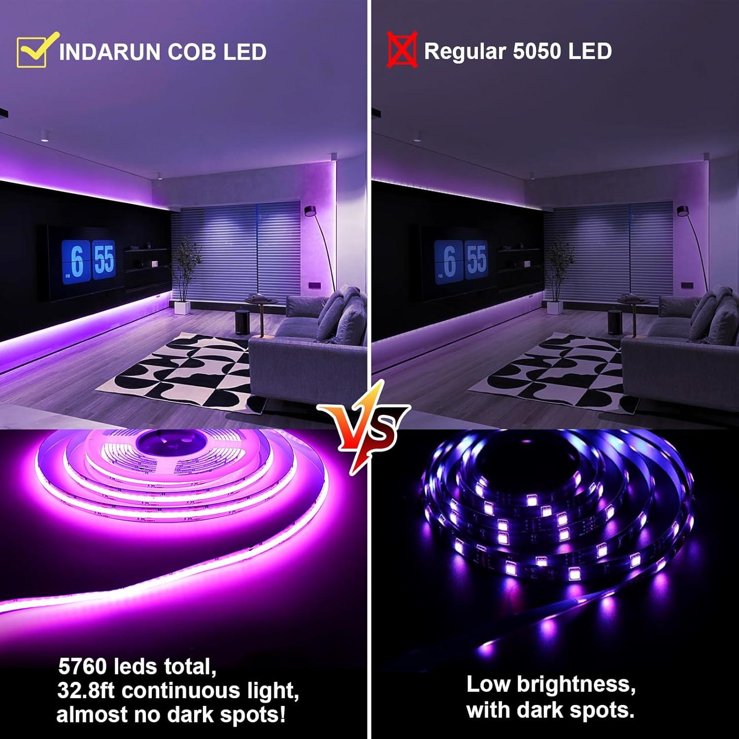 Tira LED COB RGB INDARUN 24V 10M 5760 LEDs Control Remoto