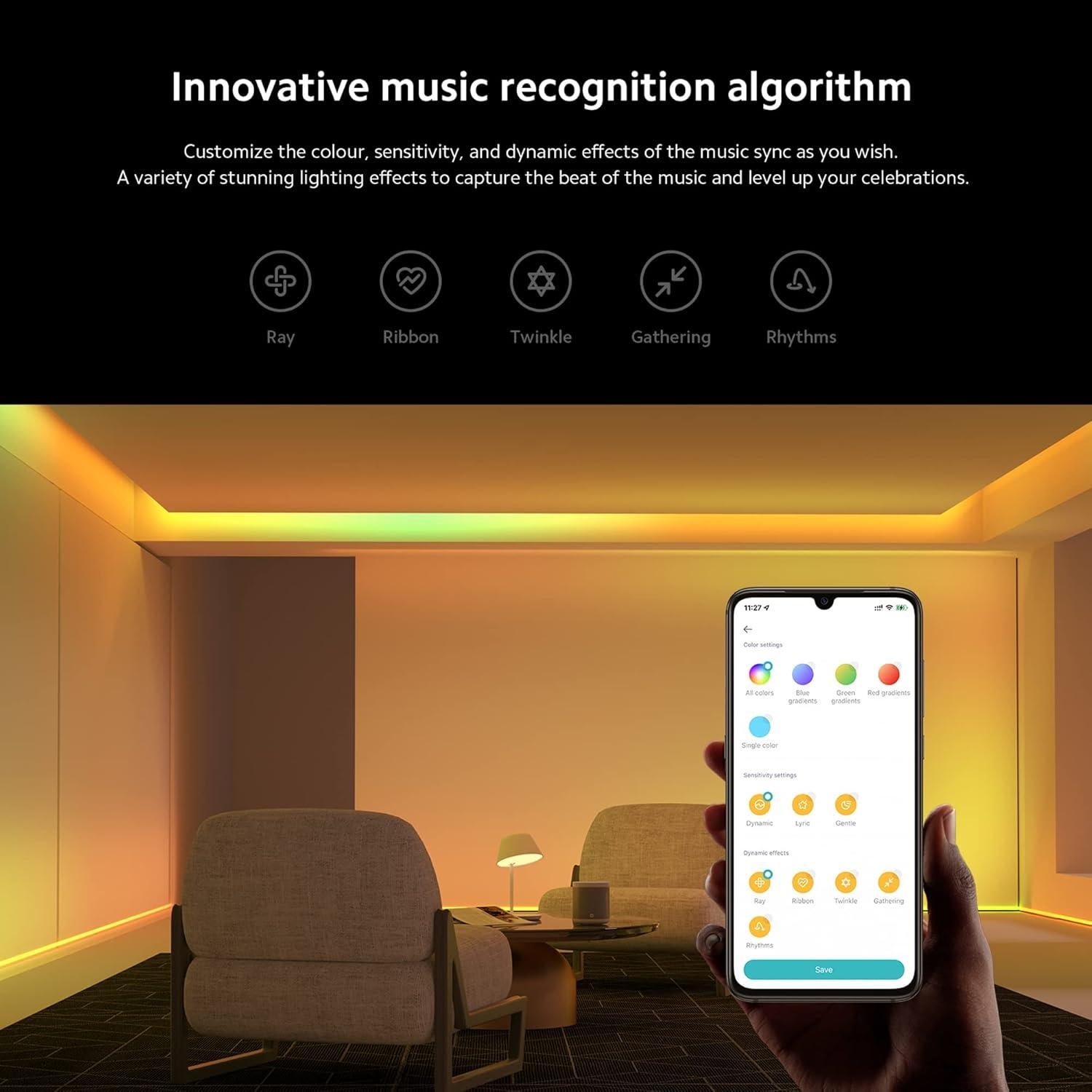Tira de Luz LED Xiaomi Smart Lightstrip 2m, Sincronización Música