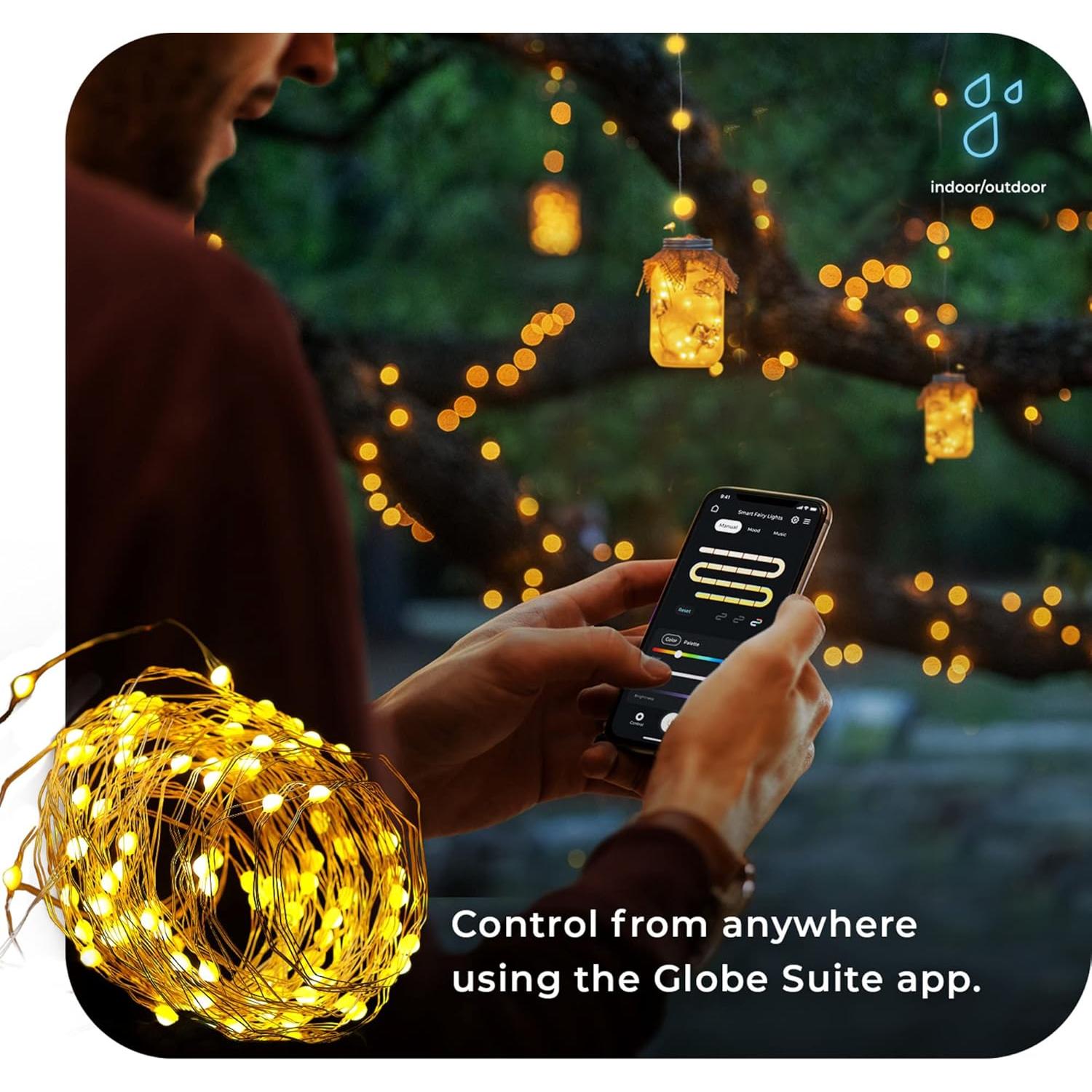 Luces de Hadas Inteligentes GLOBE 10m RGB Control por Voz