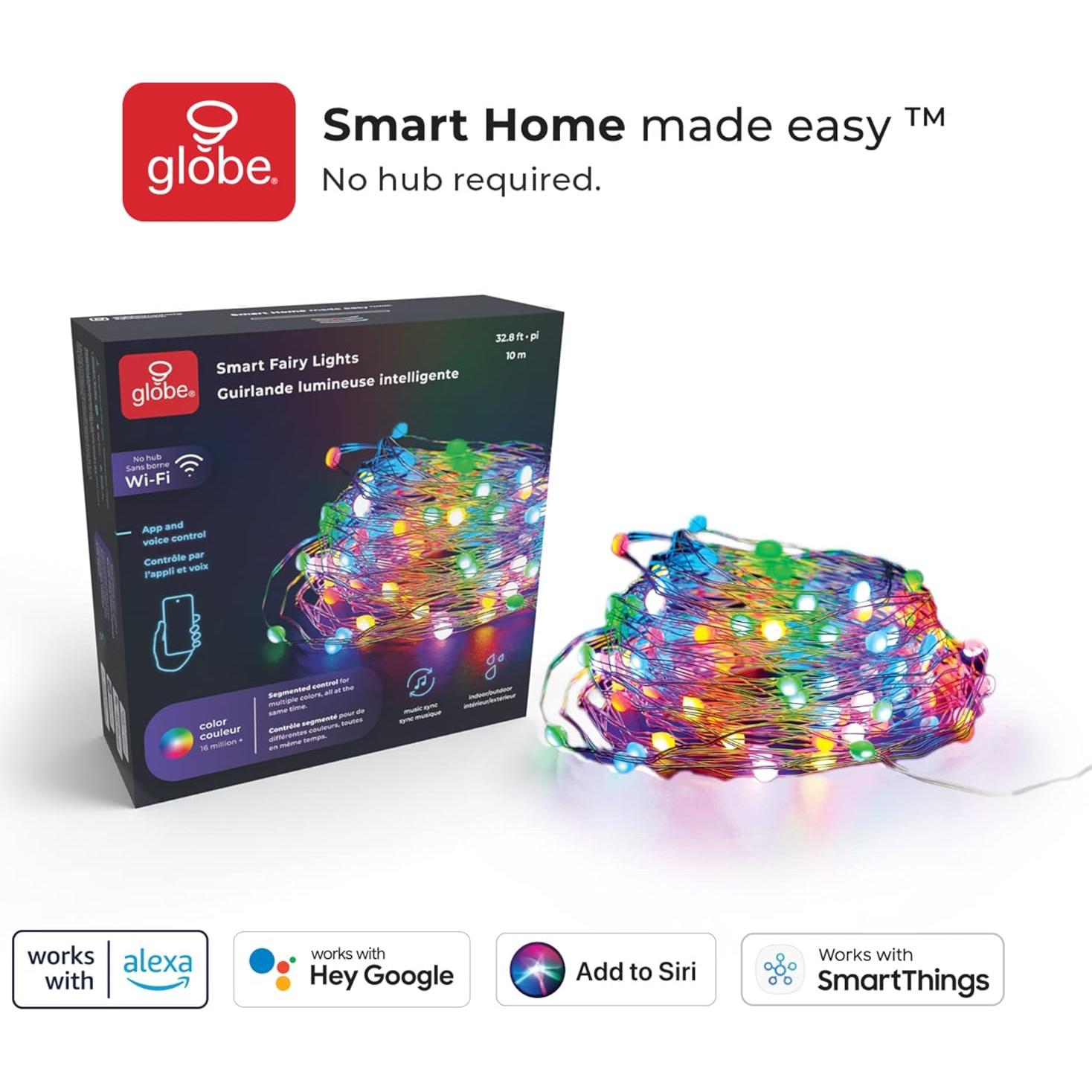 Luces de Hadas Inteligentes GLOBE 10m RGB Control por Voz