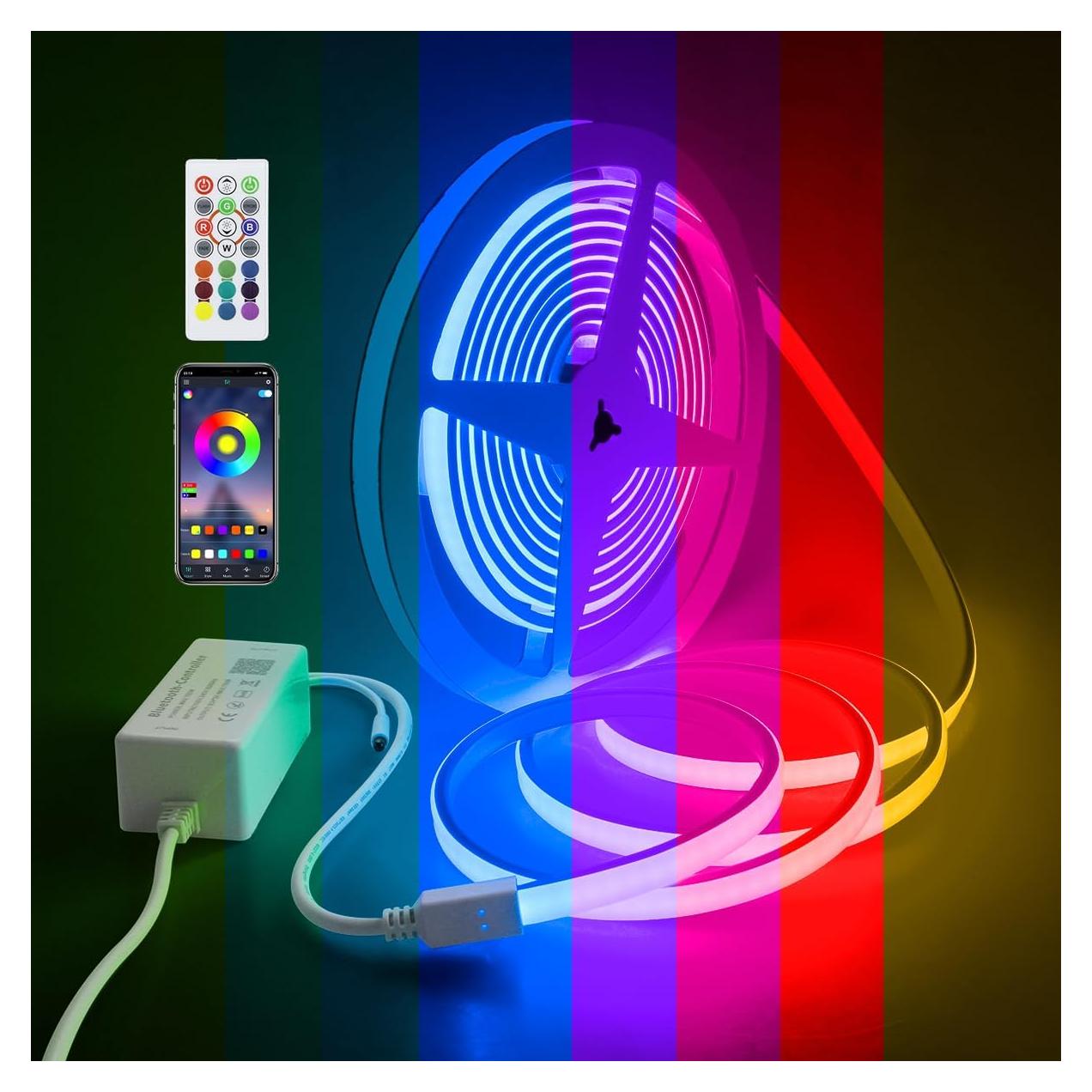 Tira LED COB RGB 6M Aclorol IP67 Control Remoto Música