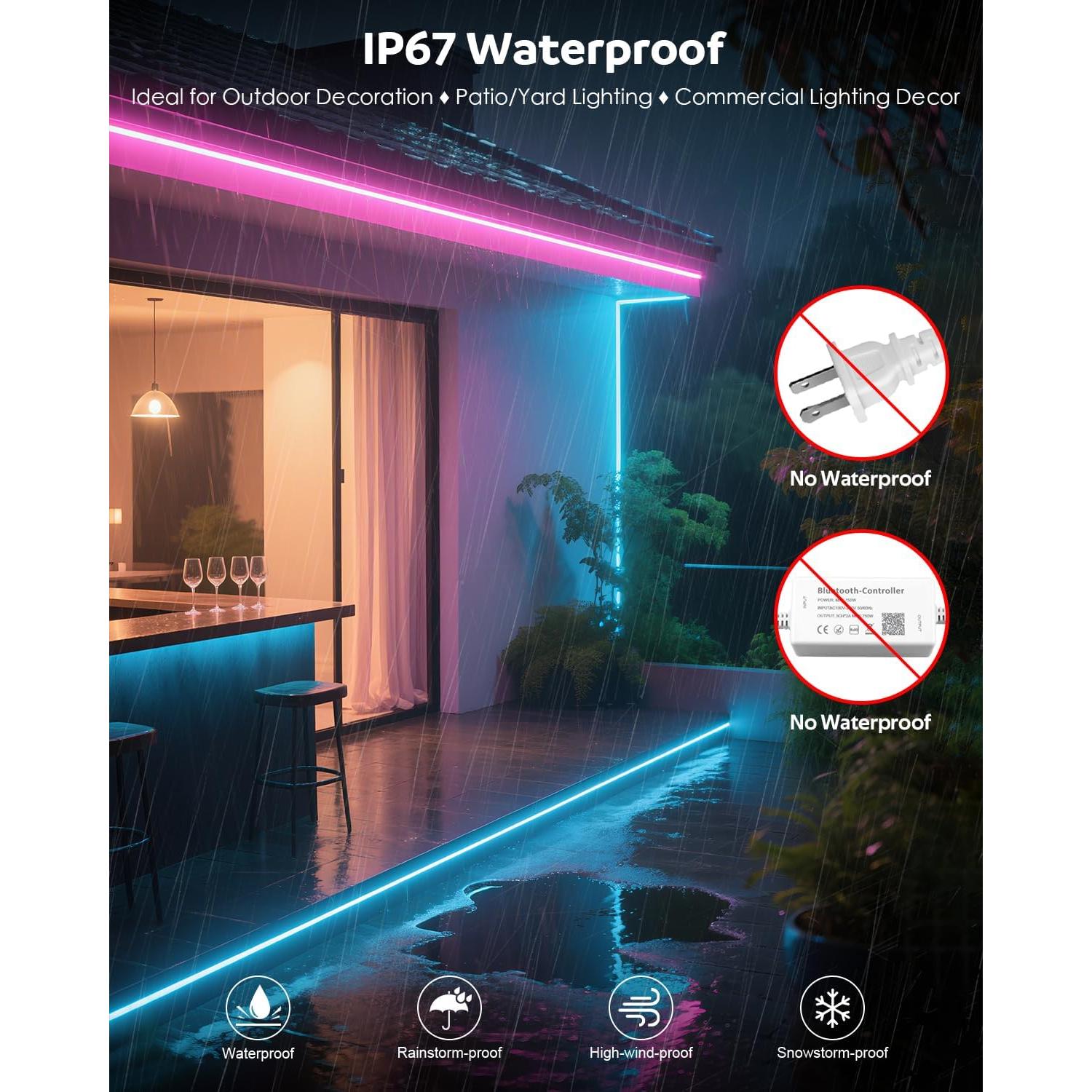 Tira LED COB RGB 6M Aclorol IP67 Control Remoto Música