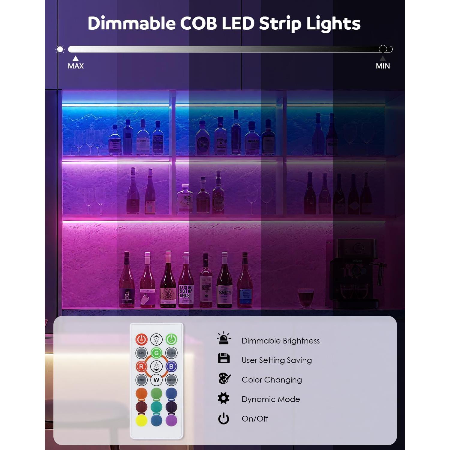 Tira LED COB RGB 6M Aclorol IP67 Control Remoto Música