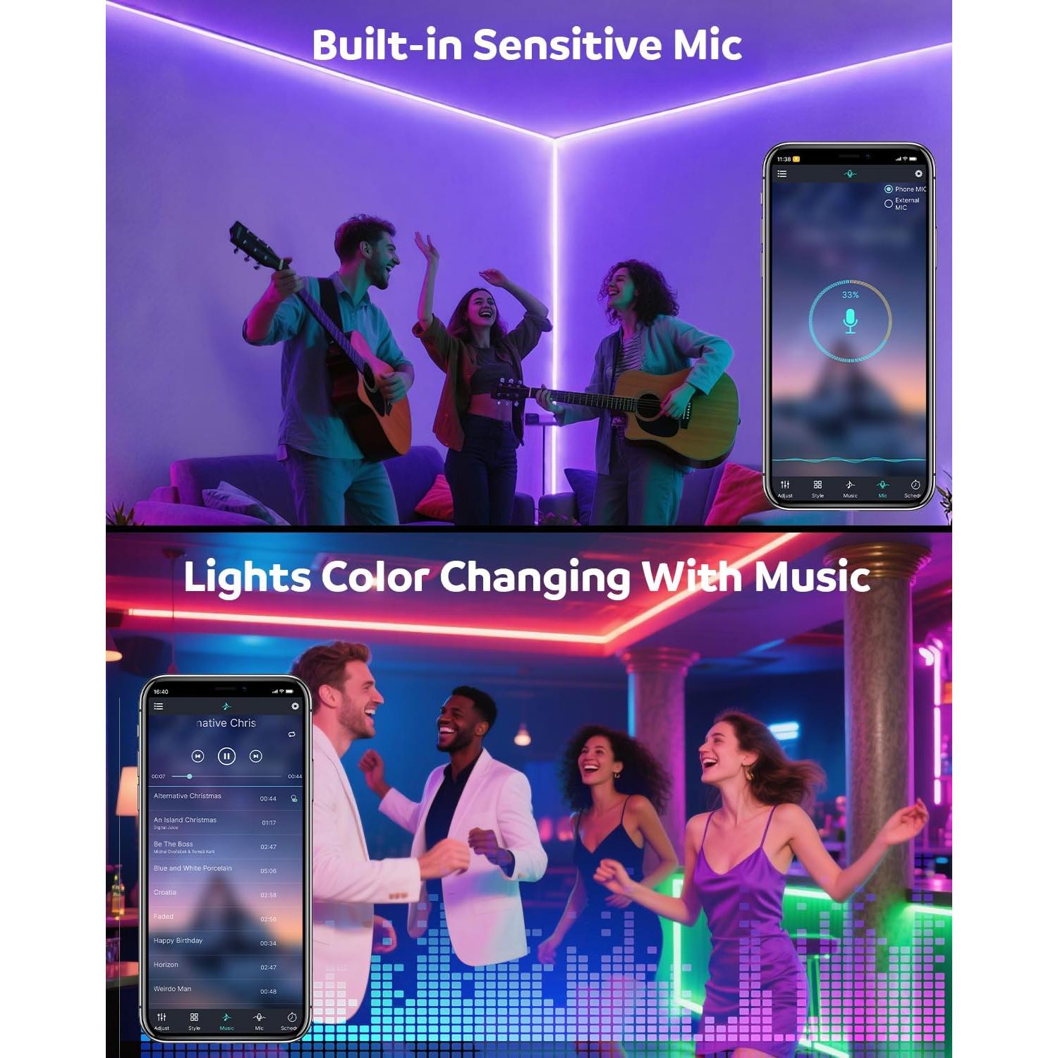 Tira LED COB RGB 6M Aclorol IP67 Control Remoto Música