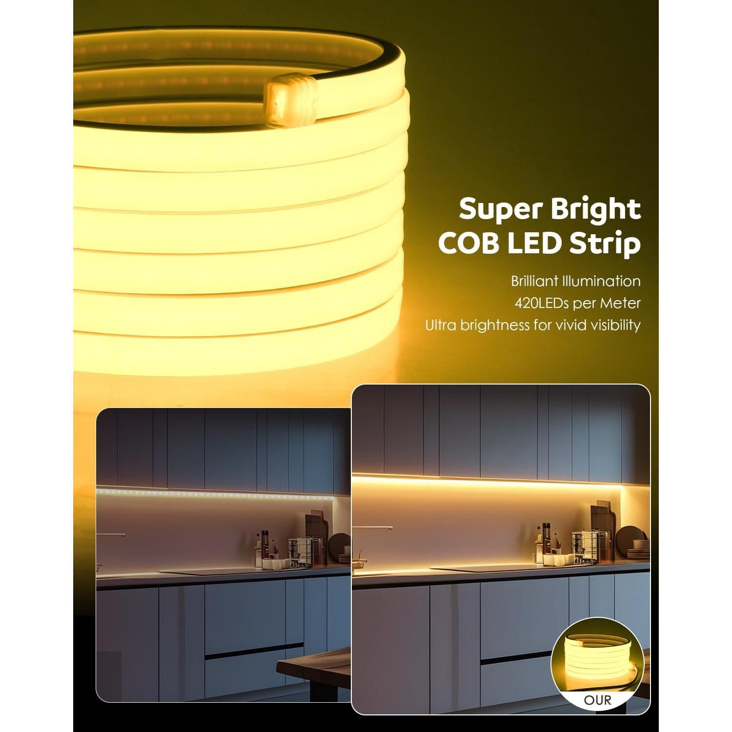 Tira LED COB RGB 6M Aclorol IP67 Control Remoto Música